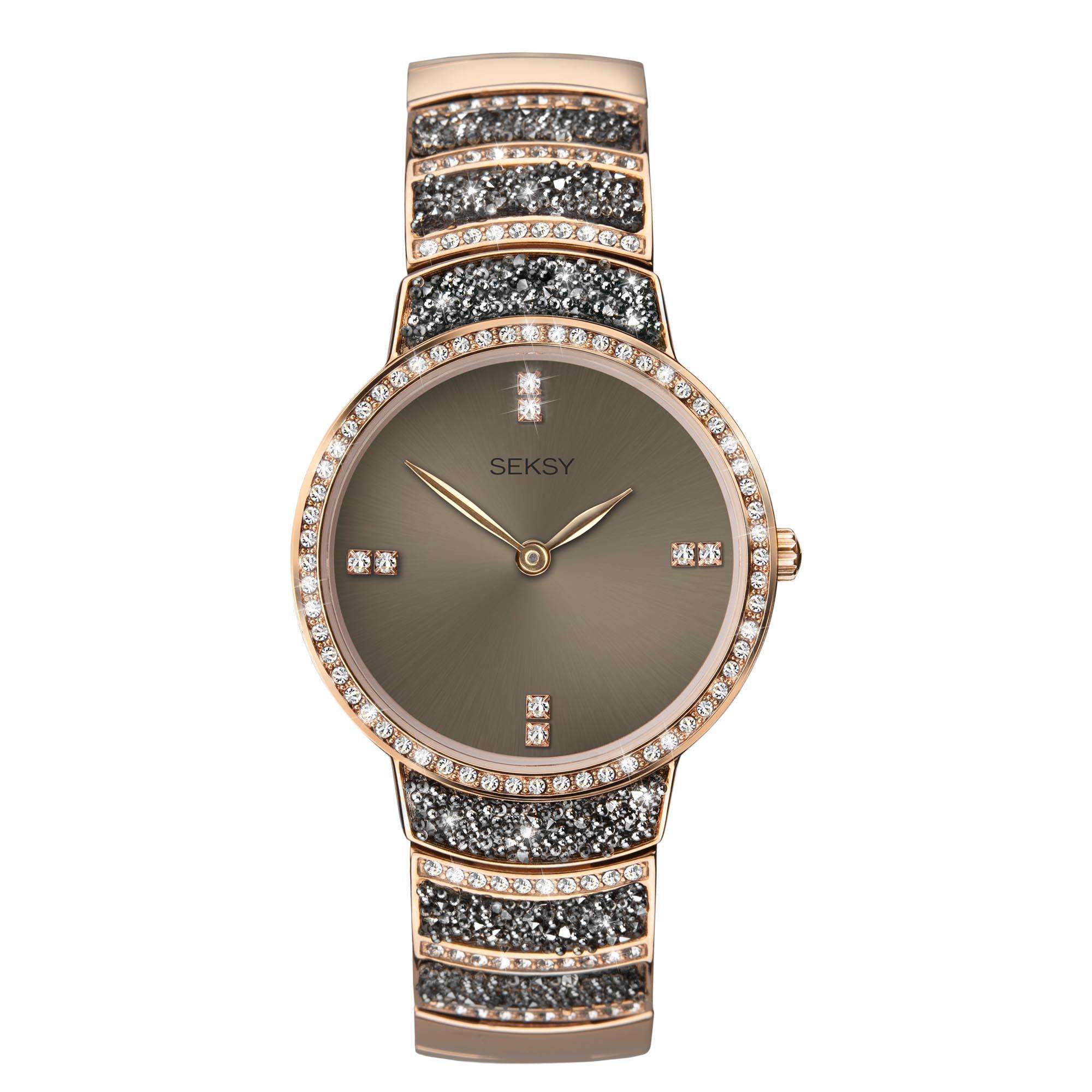 Seksy Dress Quartz Grey Dial Multi Coloured Stainless Steel Bracelet Ladies Watch 2746