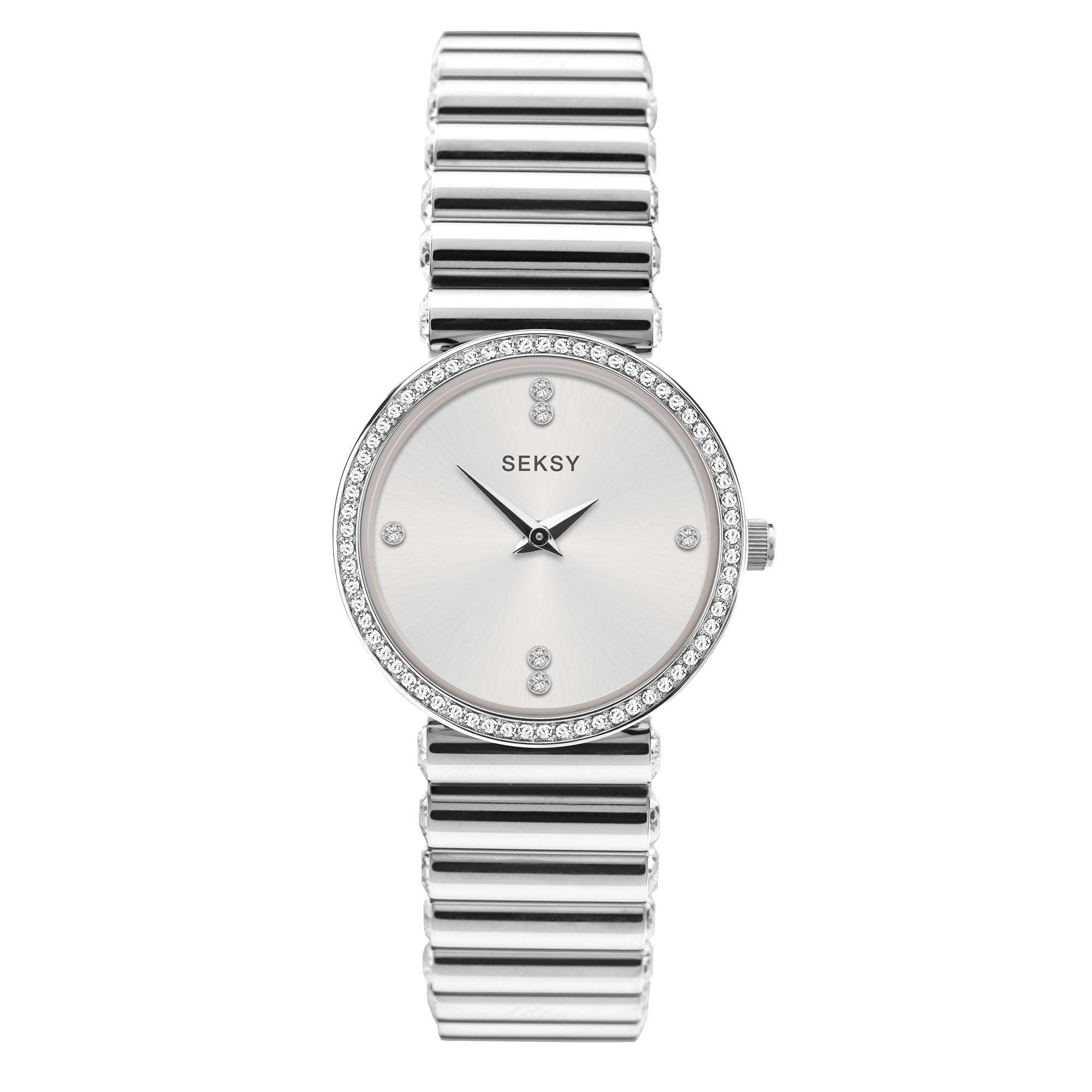 Seksy Edge Quartz Silver Dial Silver Stainless Steel Bracelet Ladies Watch 40044