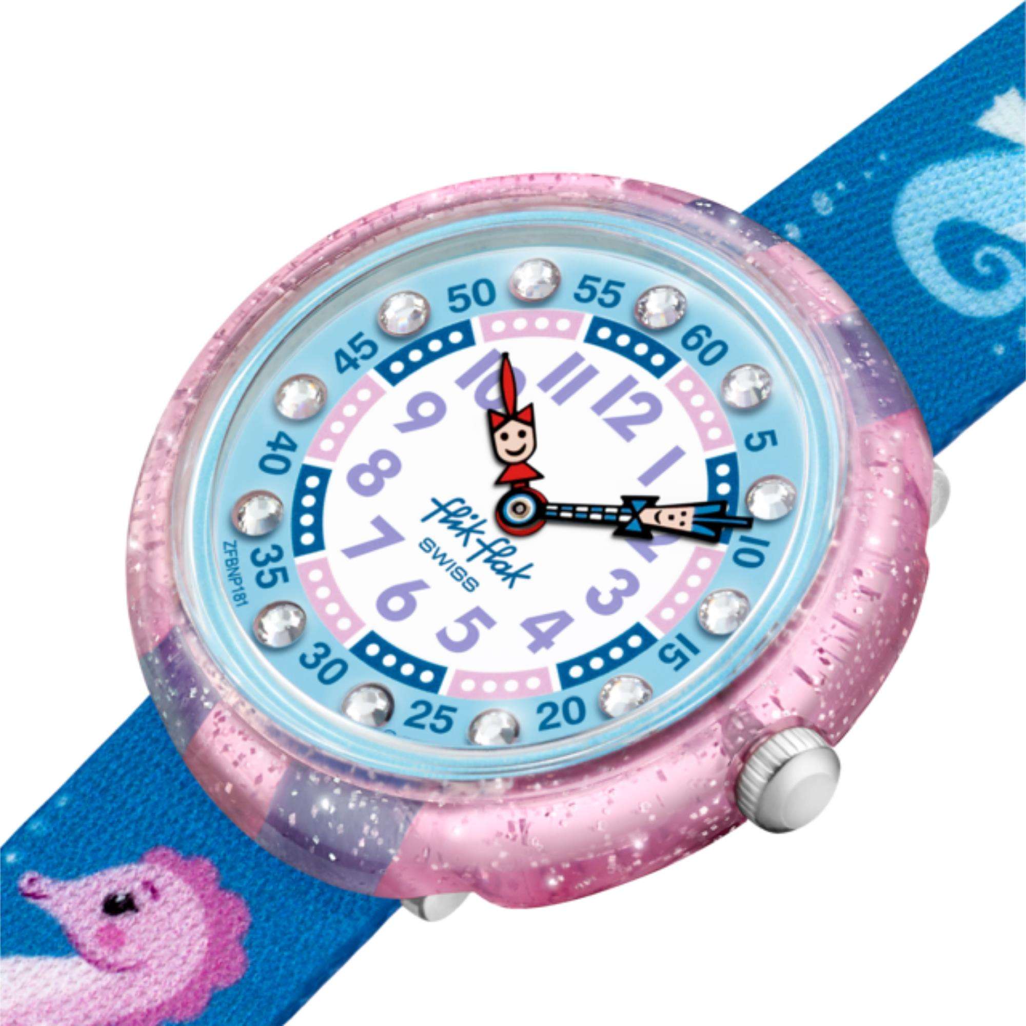 Flik Flak Cavalluccio Two Tone Dial Blue Textile Strap Childrens Watch FBNP181