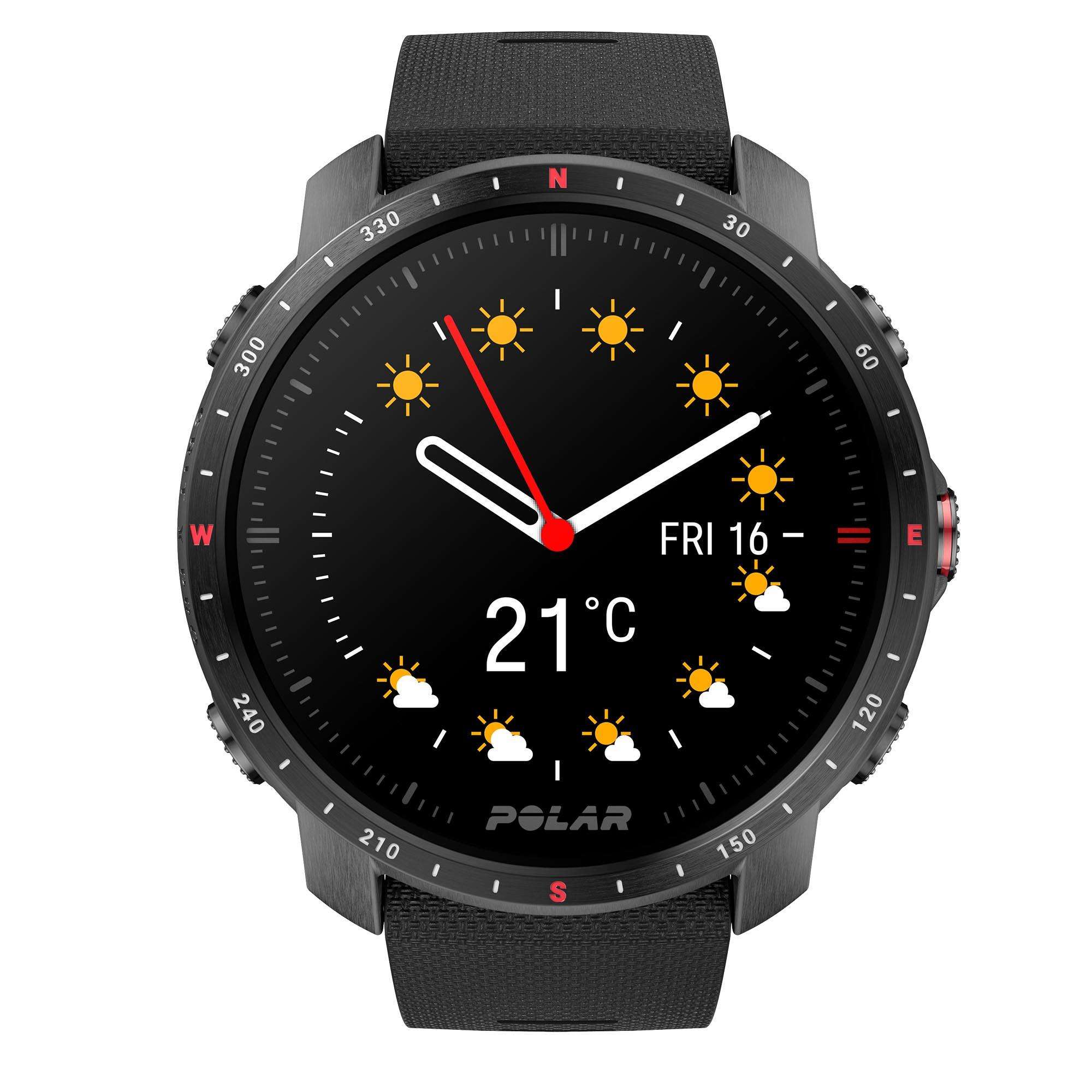 Polar Grit X Pro Black DLC Quartz Black Dial Black Synthetic Rubber Strap Unisex Watch 90085773