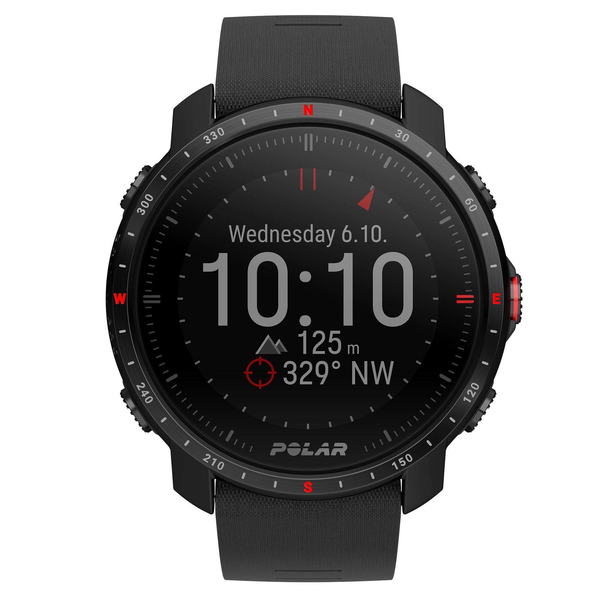 Polar Grit X Pro Black DLC Quartz Black Dial Black Synthetic Rubber Strap Unisex Watch 90085773