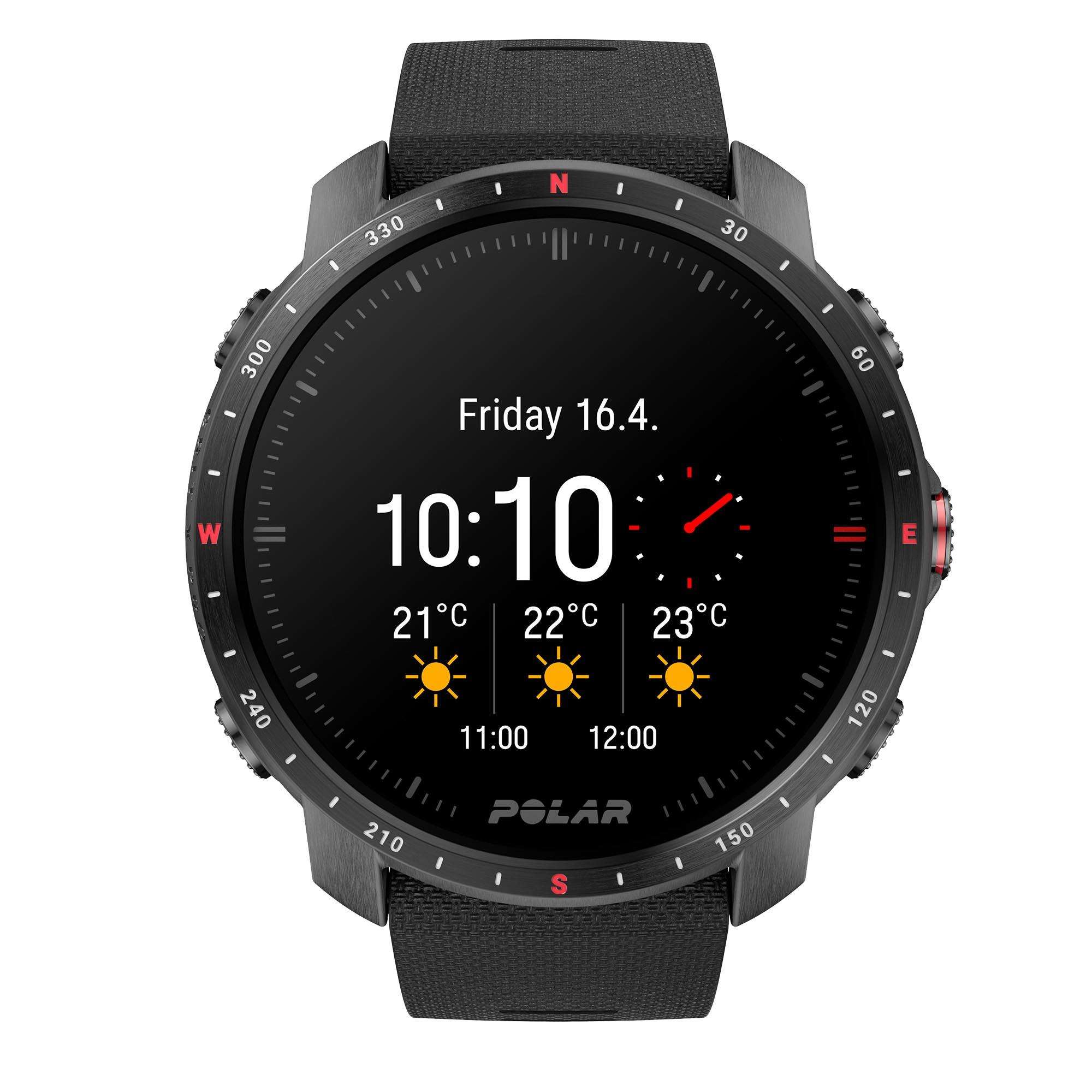 Polar Grit X Pro Black DLC Quartz Black Dial Black Synthetic Rubber Strap Unisex Watch 90085773