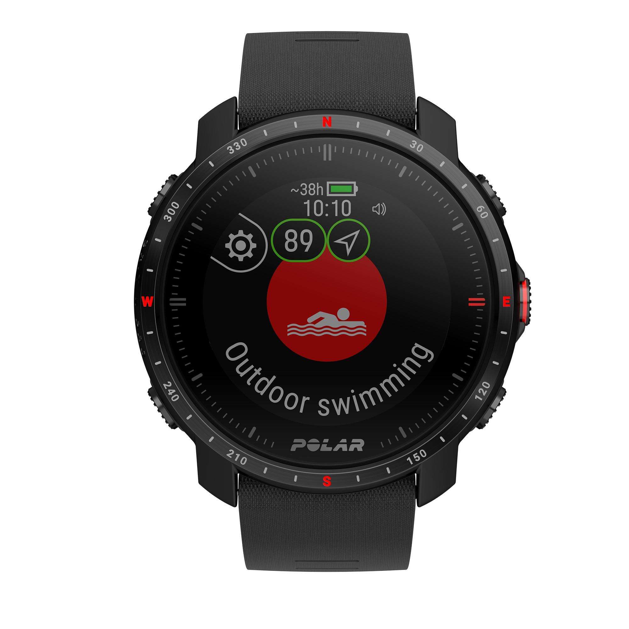 Polar Grit X Pro Black DLC Quartz Black Dial Black Synthetic Rubber Strap Unisex Watch 90085773