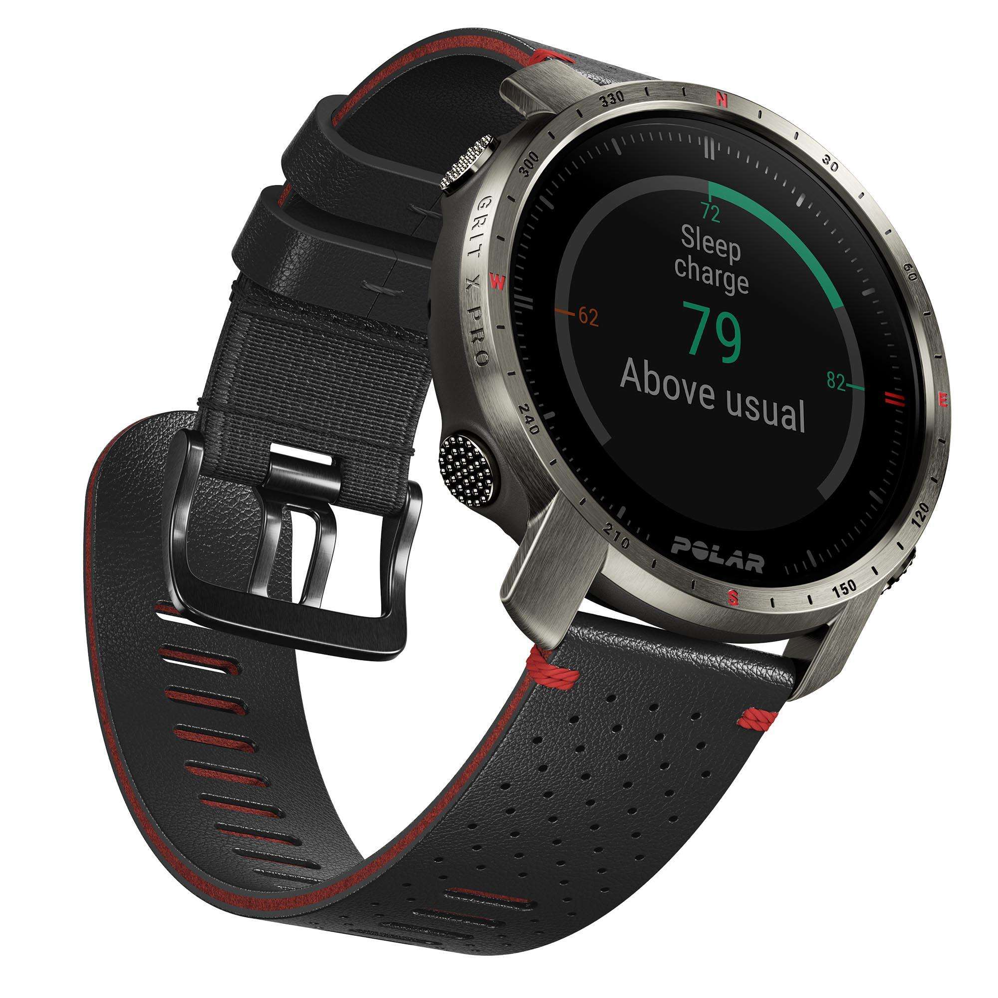 Polar Grit X Pro Titan Grey Quartz Black Dial Rubber Strap Watch 90085777