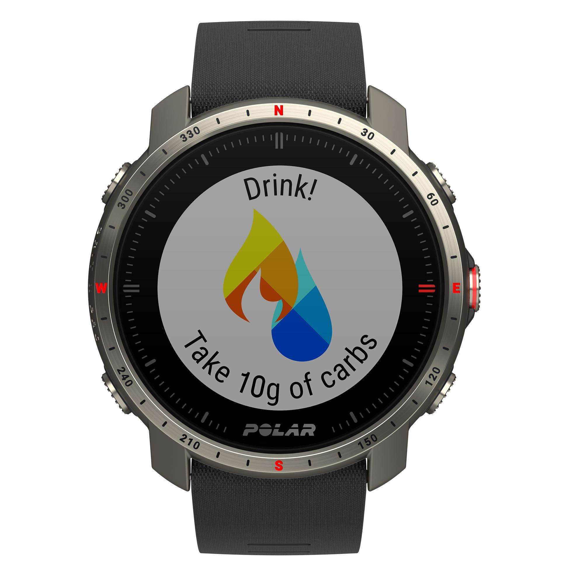 Polar Grit X Pro Titan Grey Quartz Black Dial Rubber Strap Watch 90085777