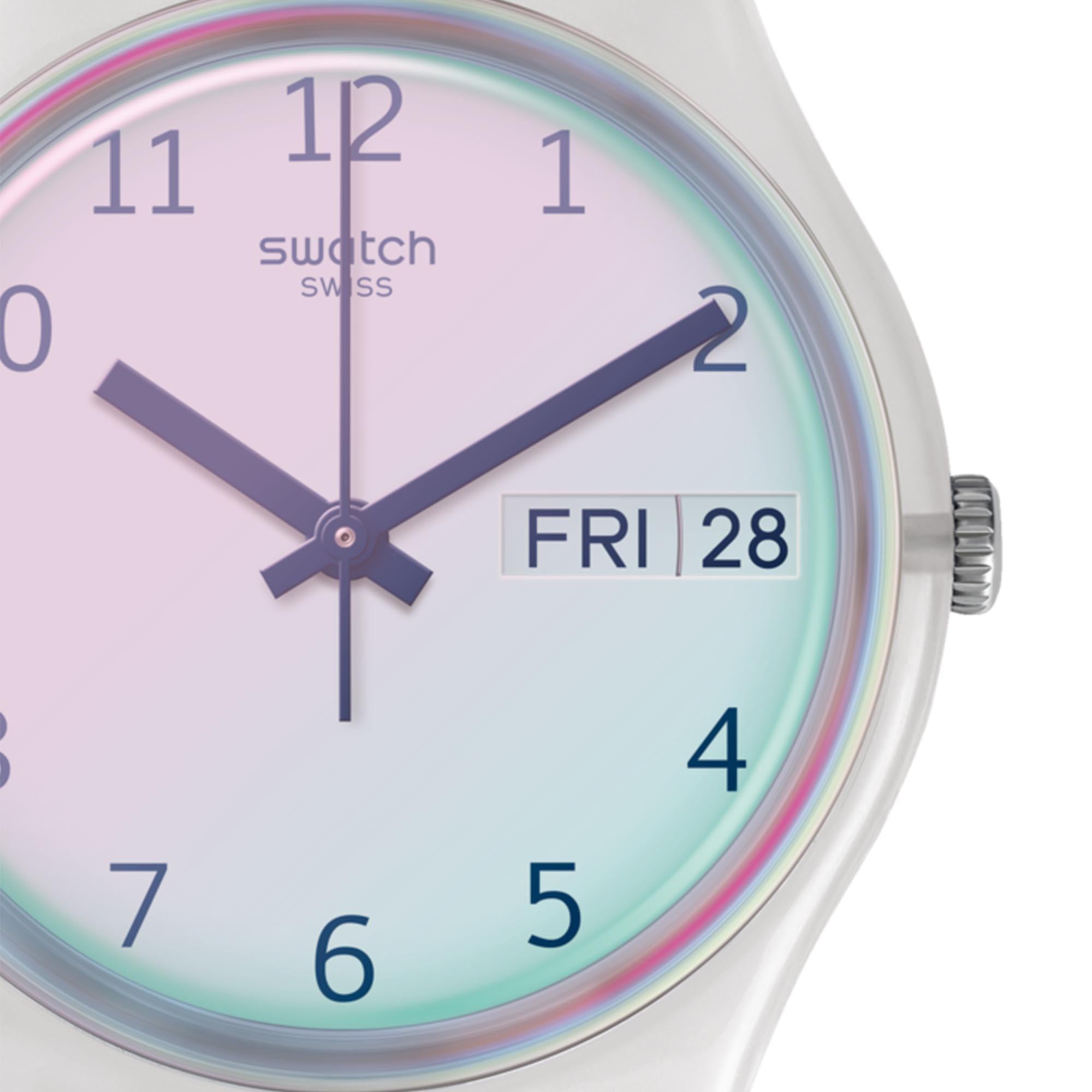 Swatch Original Gent Quartz White Dial Silicone Strap Ladies Watch GE713