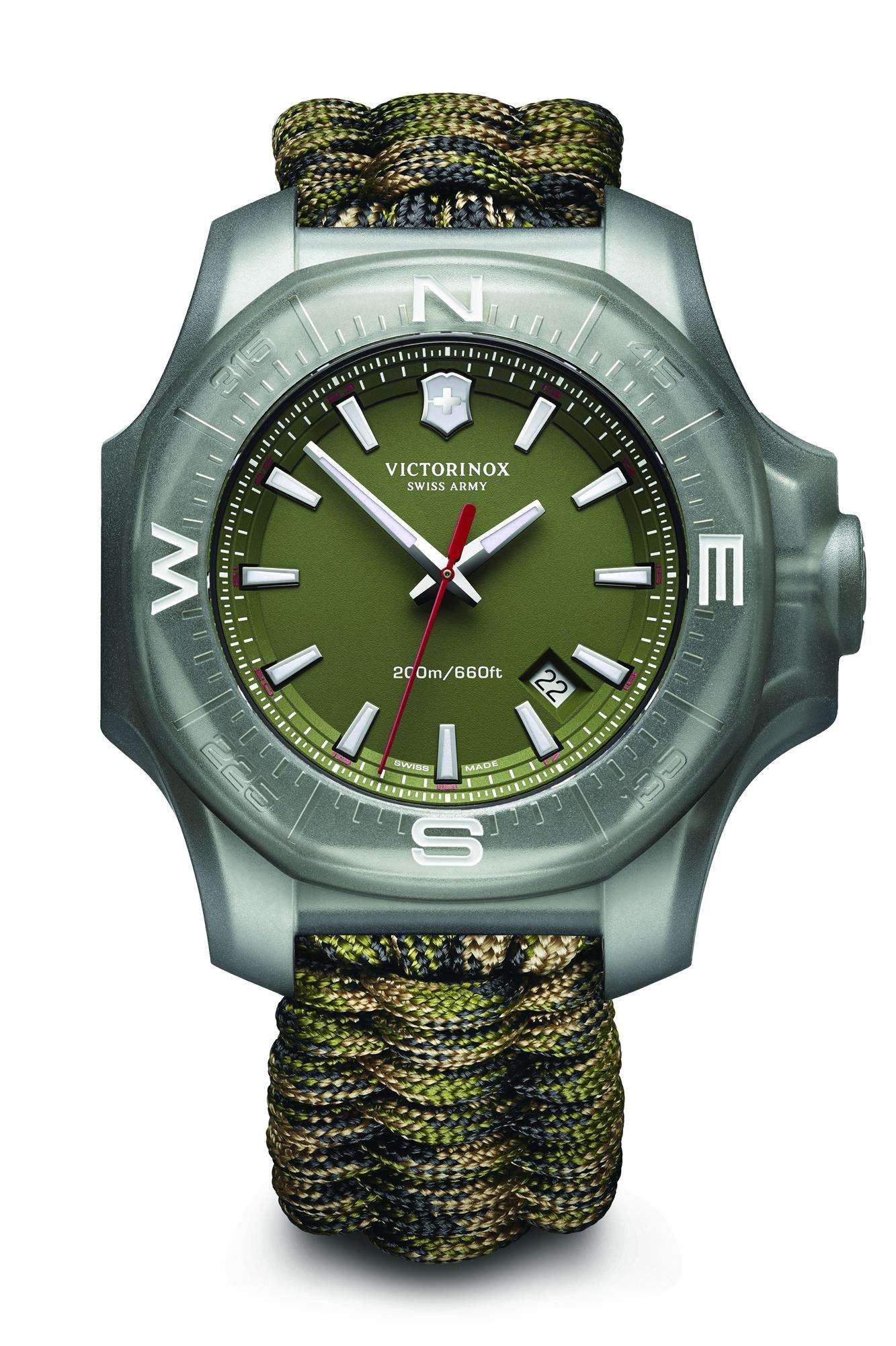 Victorinox I.N.O.X Special Survival Paracord Green Strap Stainless Steel Case Men's Watch 241727.1