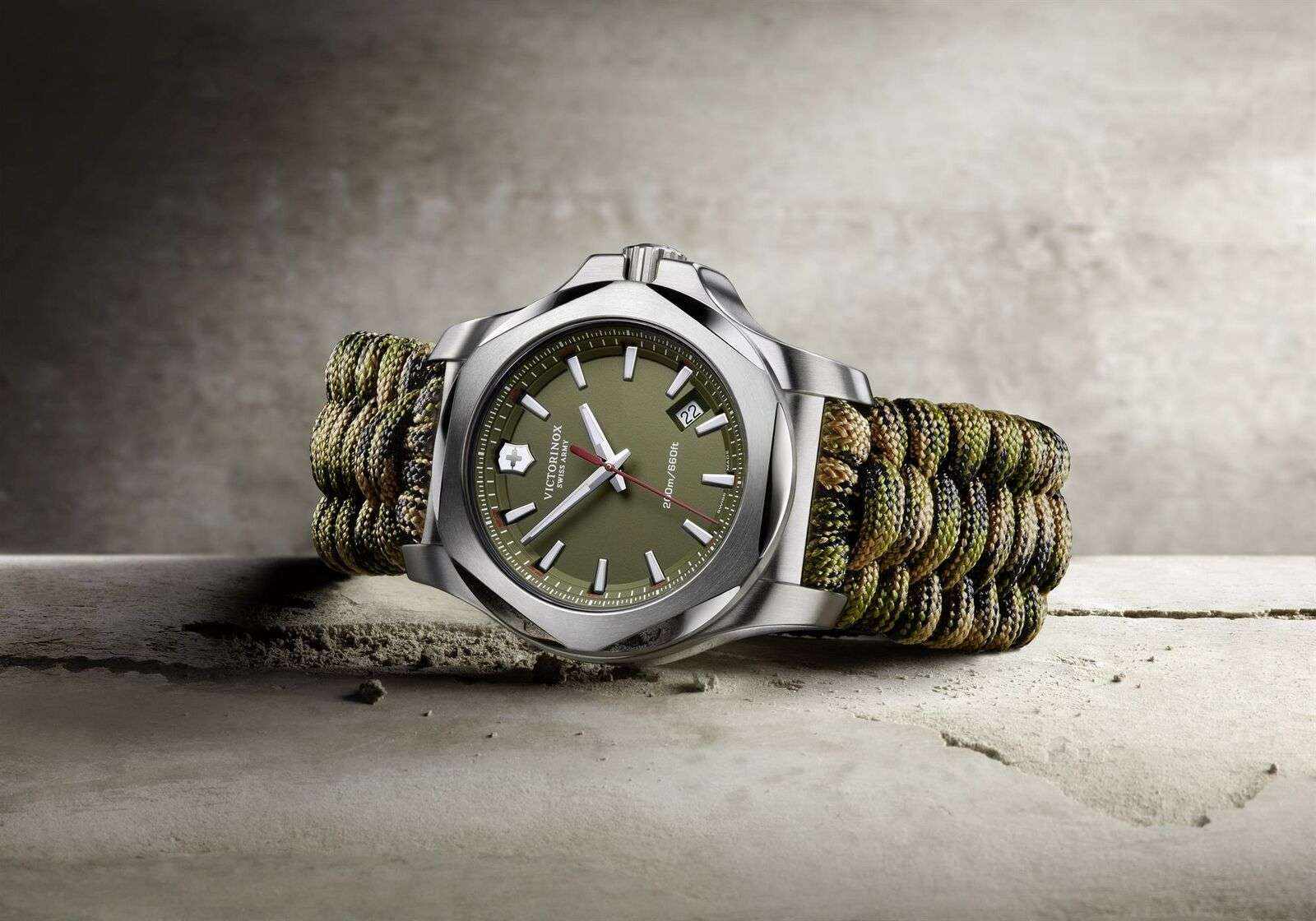 Victorinox I.N.O.X Special Survival Paracord Green Strap Stainless Steel Case Men's Watch 241727.1