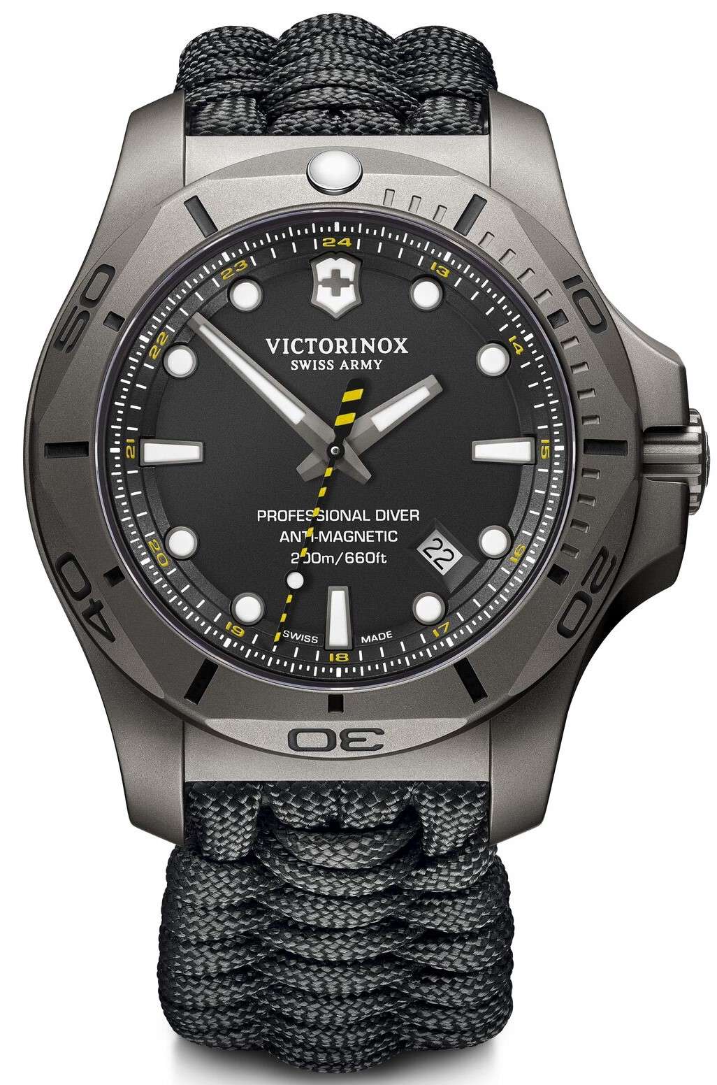 Victorinox I.N.O.X Professional Divers Quartz Black Dial Black Paracord Strap Men's Watch 241812