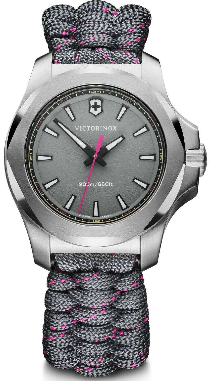 Victorinox I.N.O.X V Grey Paracord Silver Stainless Steel Quartz Ladies Watch 241771