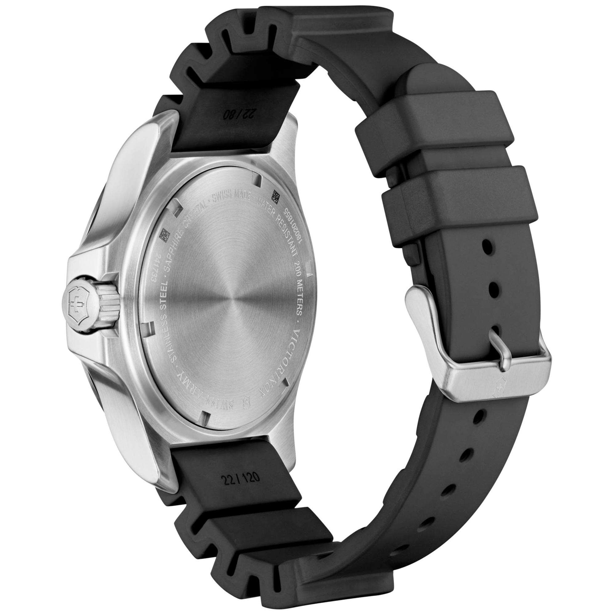Victorinox Swiss Army I.N.O.X Quartz Black Dial Black Rubber Strap Men's Watch 241733