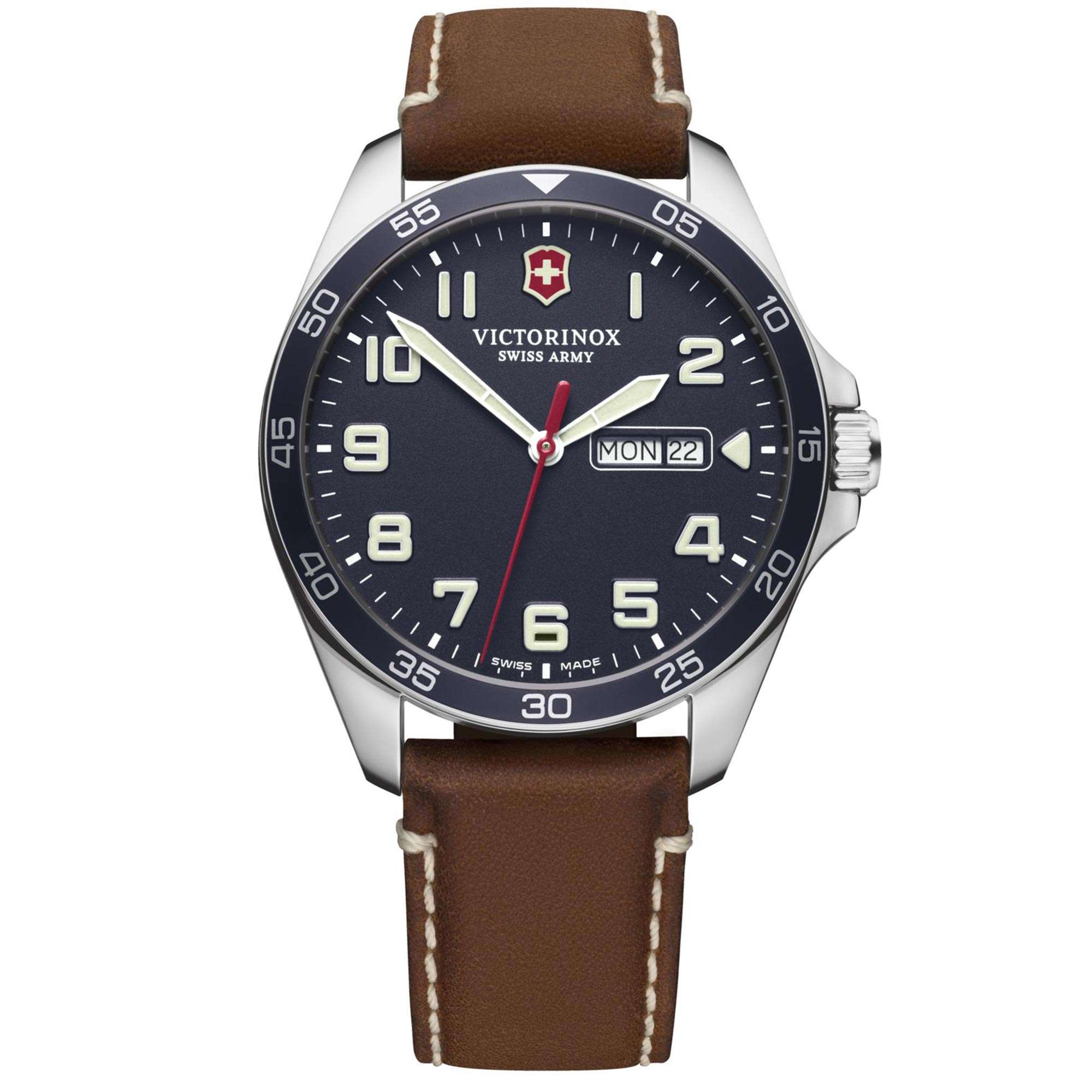 Victorinox Swiss Army Fieldforce Blue Dial Brown Leather Strap Men's Watch 241848