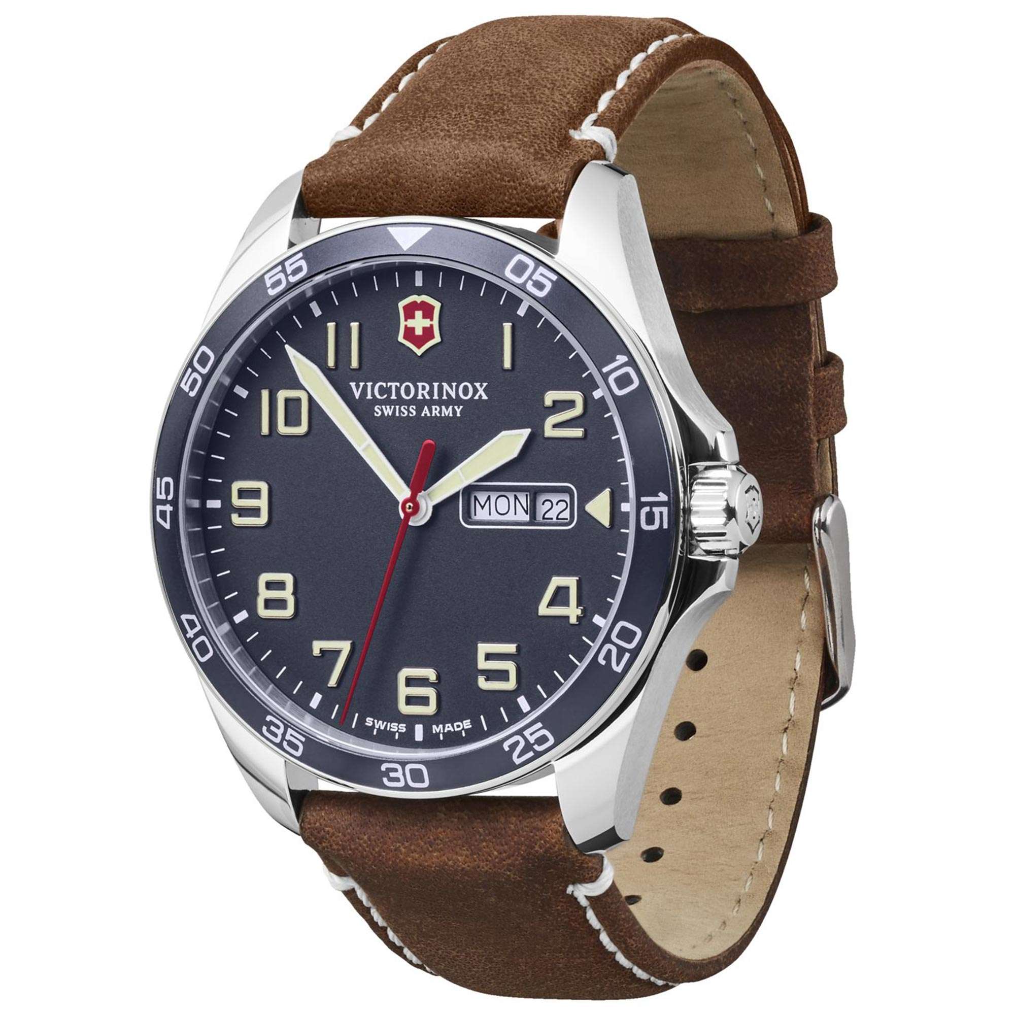 Victorinox Swiss Army Fieldforce Blue Dial Brown Leather Strap Men's Watch 241848