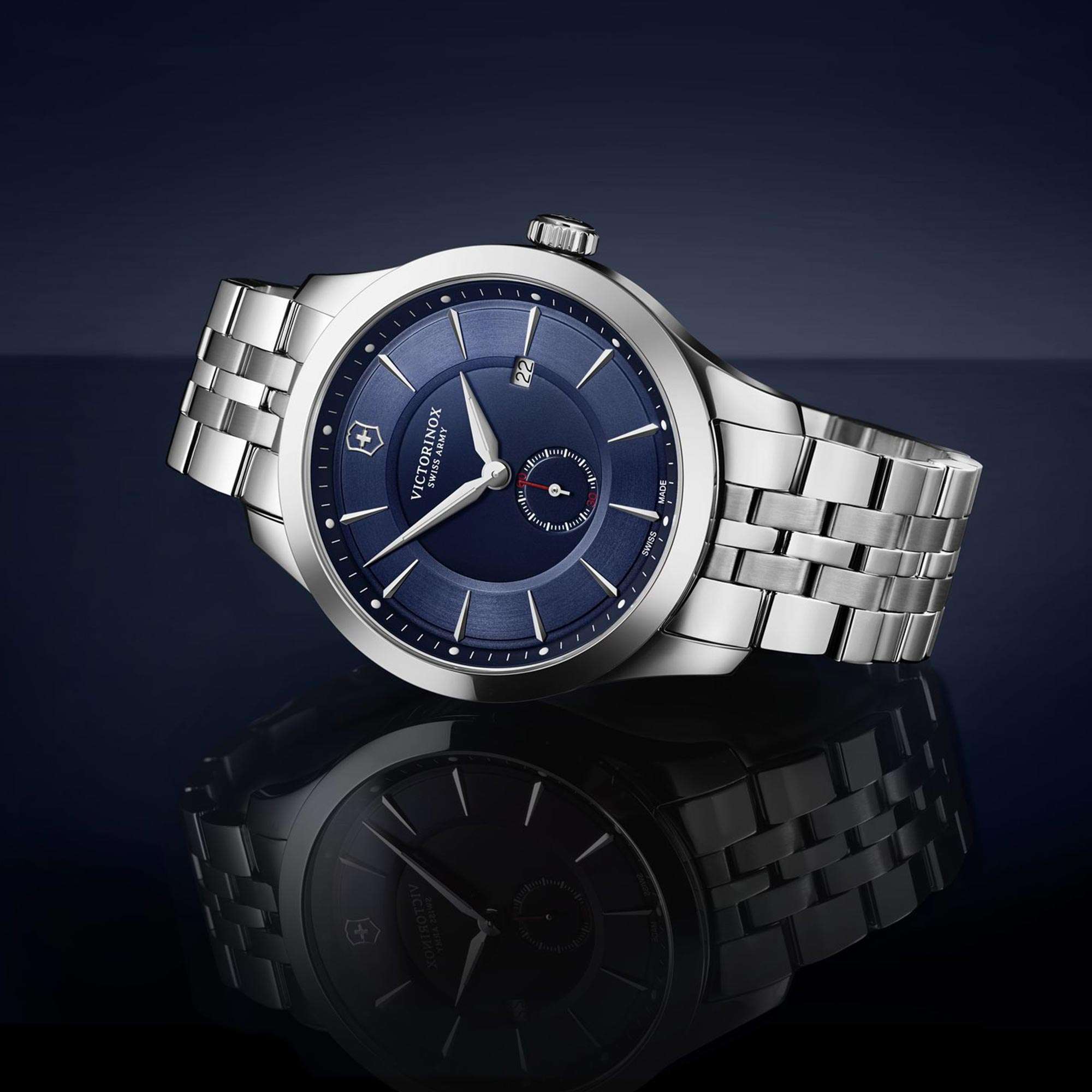 Victorinox Swiss Army Alliance Blue Dial Silver Stainless Steel Bracelet Men's Watch 241763