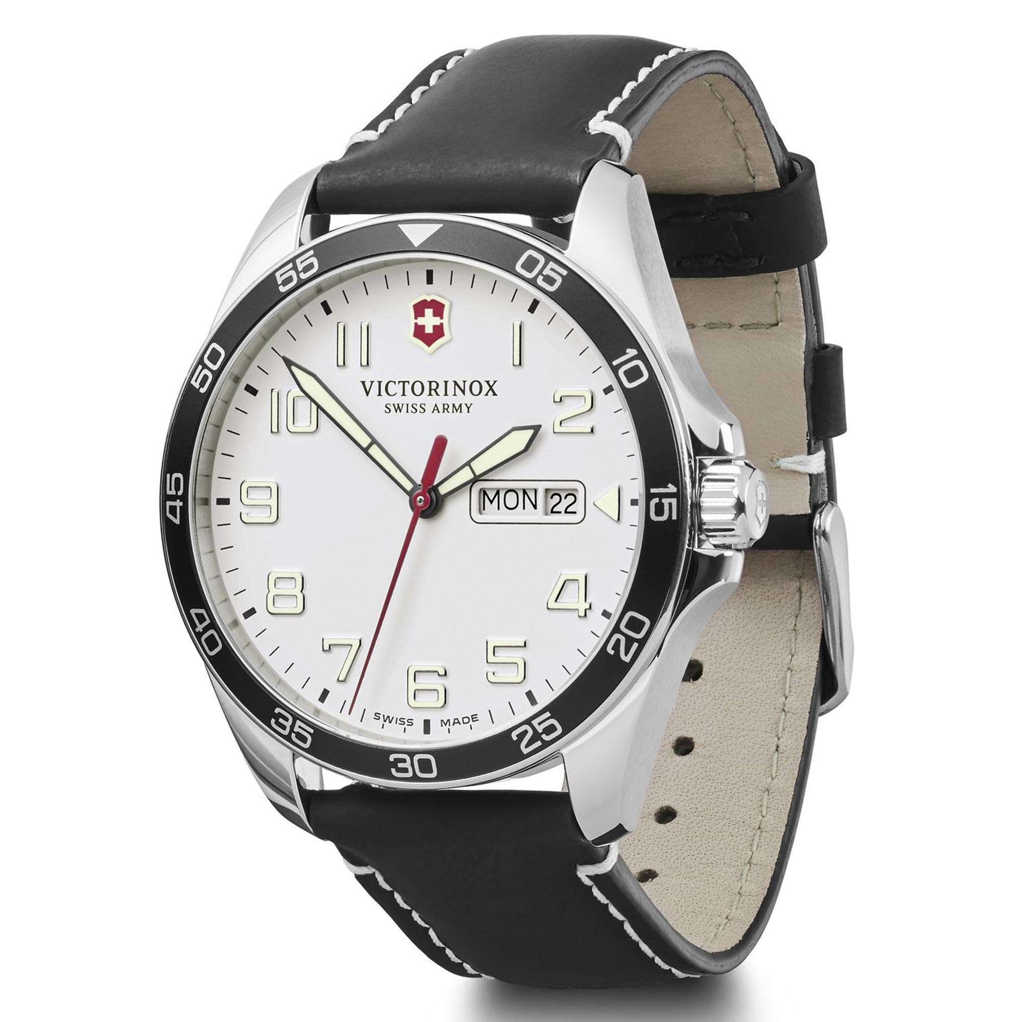 Victorinox Fieldforce Quartz White Dial Black Leather Strap Men's Watch 241847
