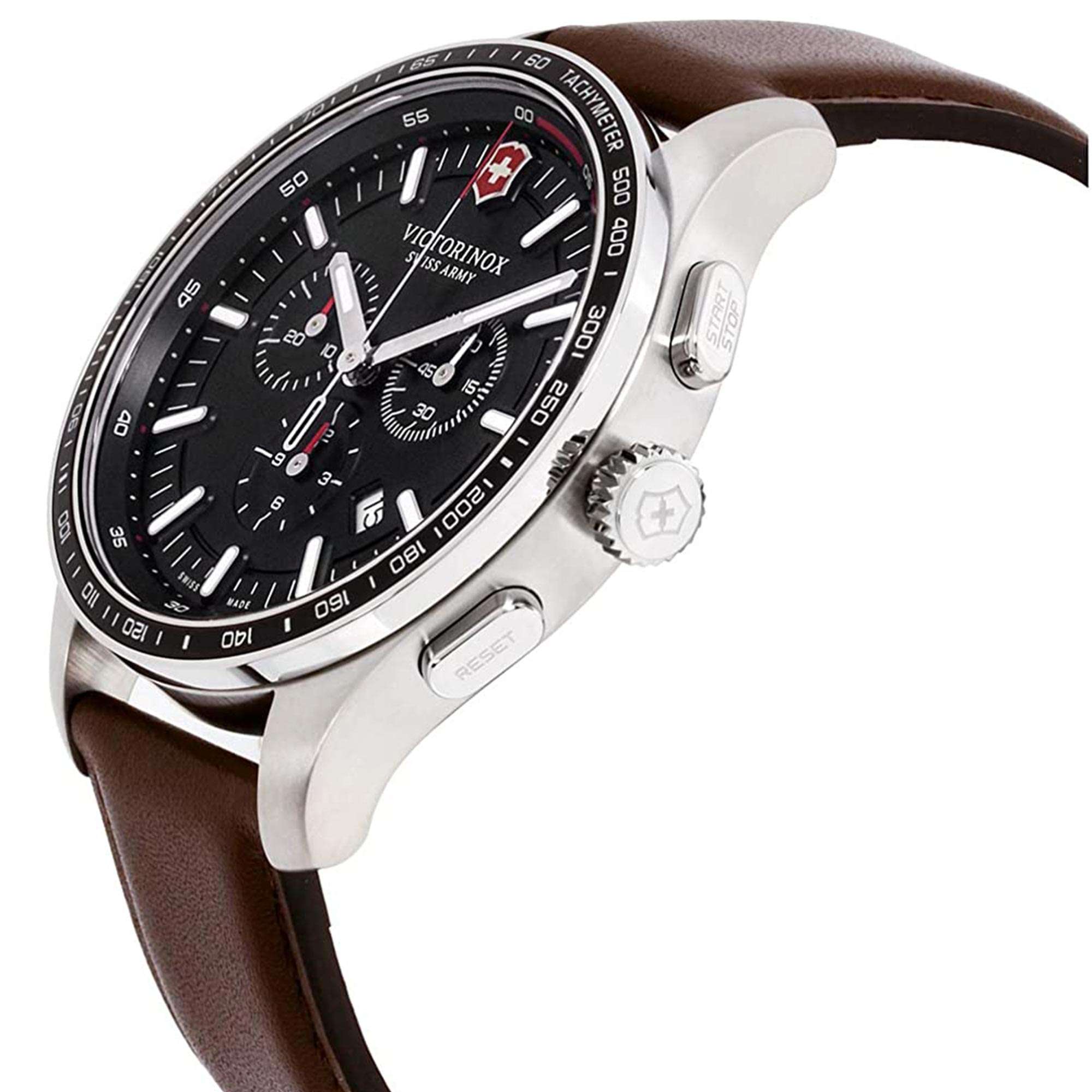 Victorinox Alliance Quartz Black Dial Brown Leather Strap Men's Watch 241826