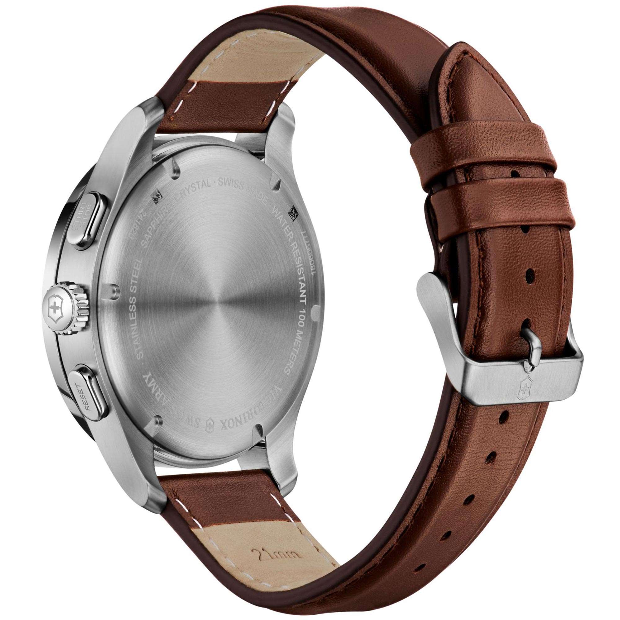 Victorinox Alliance Quartz Black Dial Brown Leather Strap Men's Watch 241826