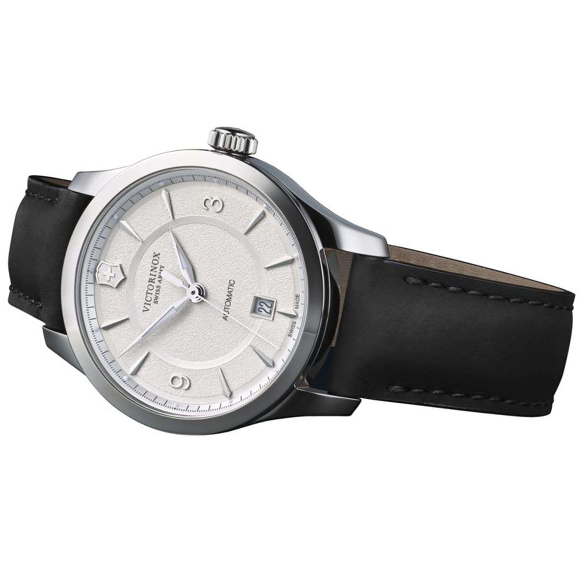 Victorinox Alliance Mechanical White Dial Black Leather Watch 241871