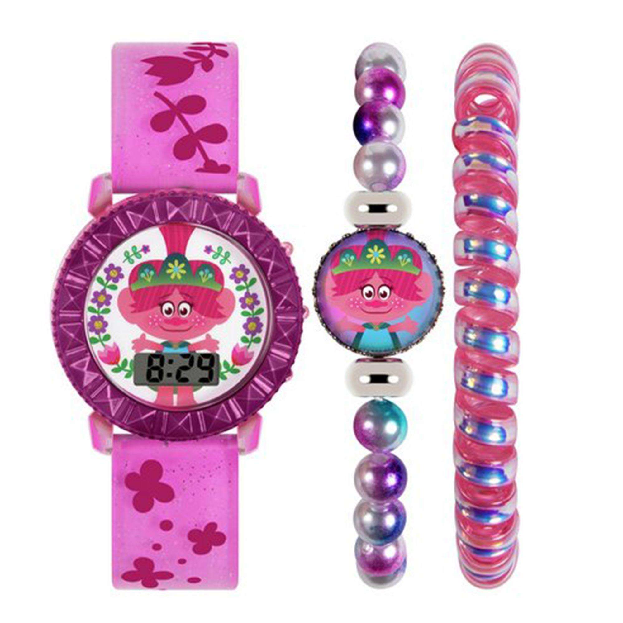 Disney Trolls Quartz White Dial Pink Plastic Strap Kids Watch TRT40021ARG