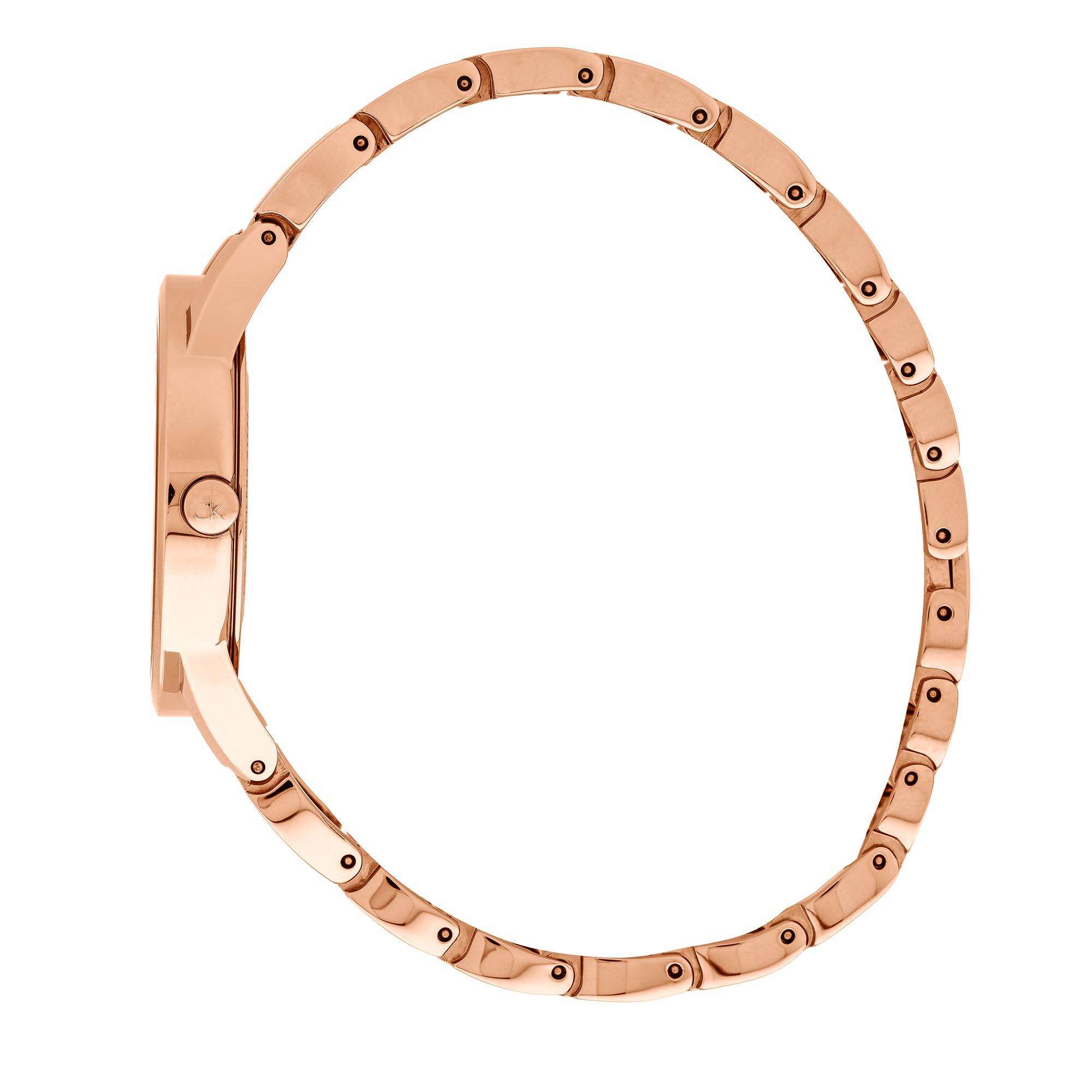 Calvin Klein Stately Quartz Silver Dial Rose Gold PVD Stainless Steel Bracelet Ladies Watch K3G23626