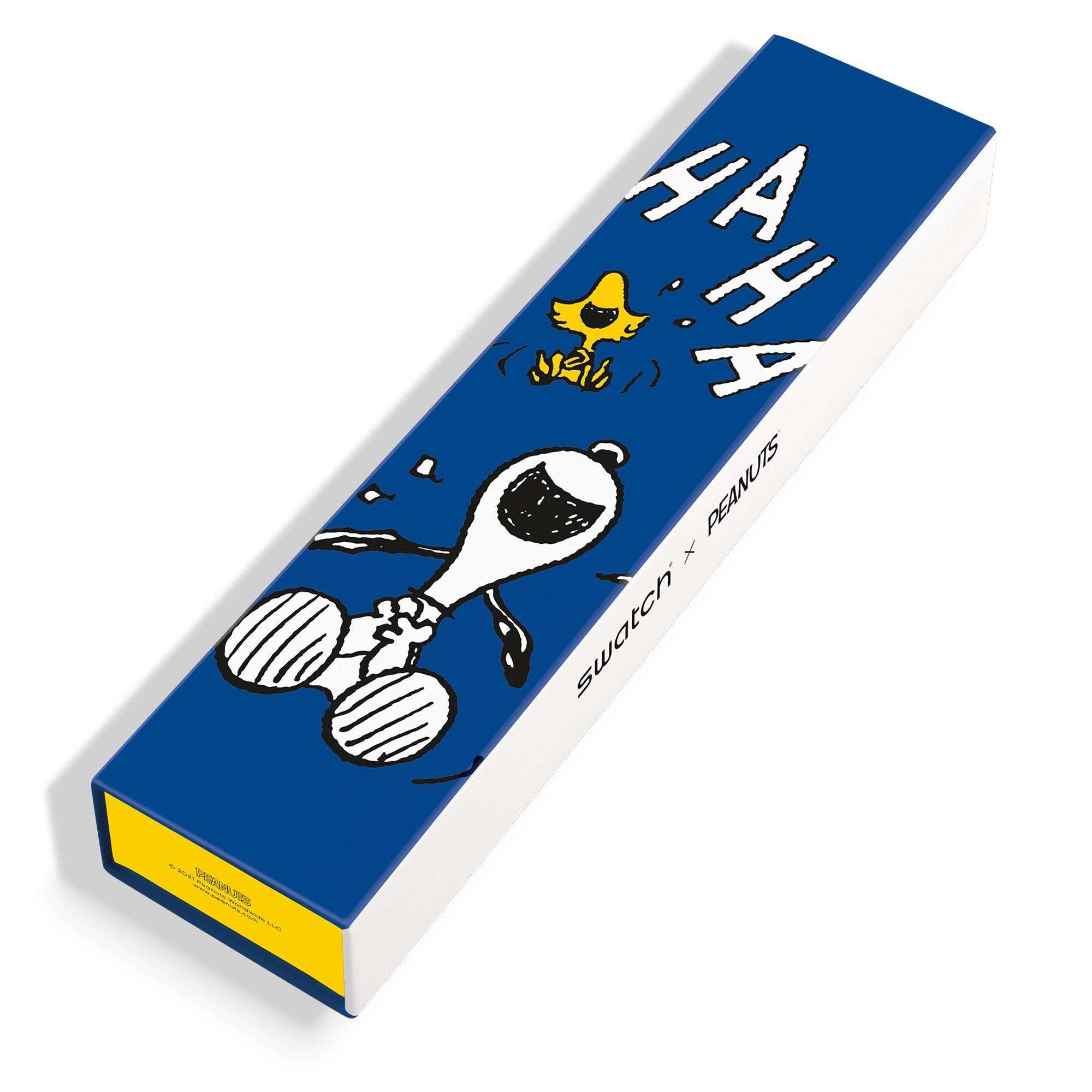 Swatch Peanuts Snoopy HEE HEE HEE Blue Dial and Silicone Strap Watch SO29Z106