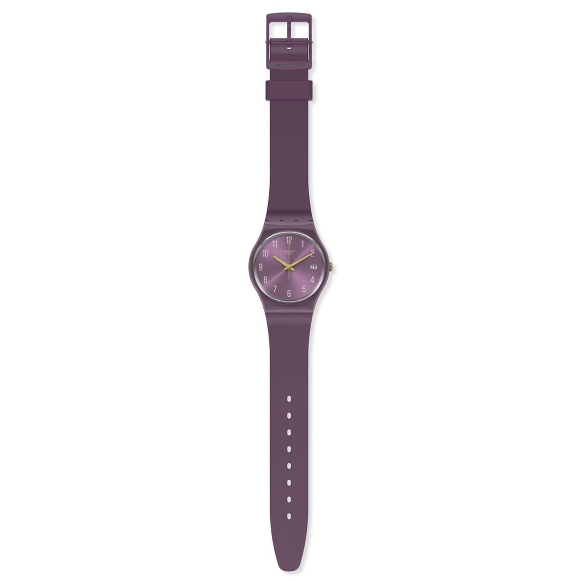 Swatch Gent Pearlypurple Quartz Purple Dial Purple Silicone Strap Unisex Watch GV403