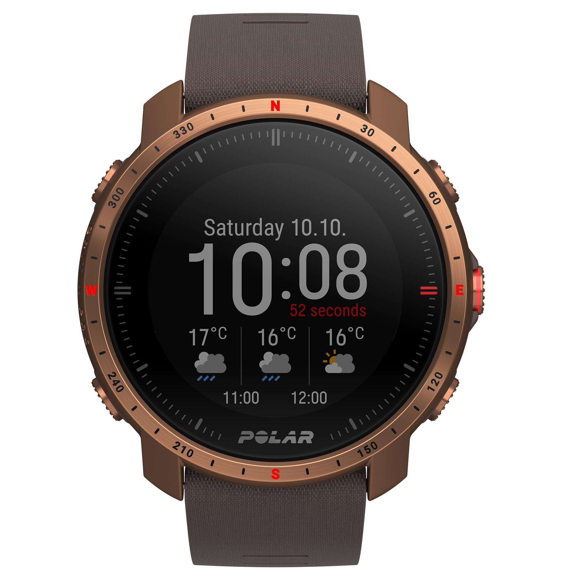 Polar Grit X Pro Nordic Copper Quartz Black Dial Brown Synthetic Rubber Strap Mens Watch 90085775