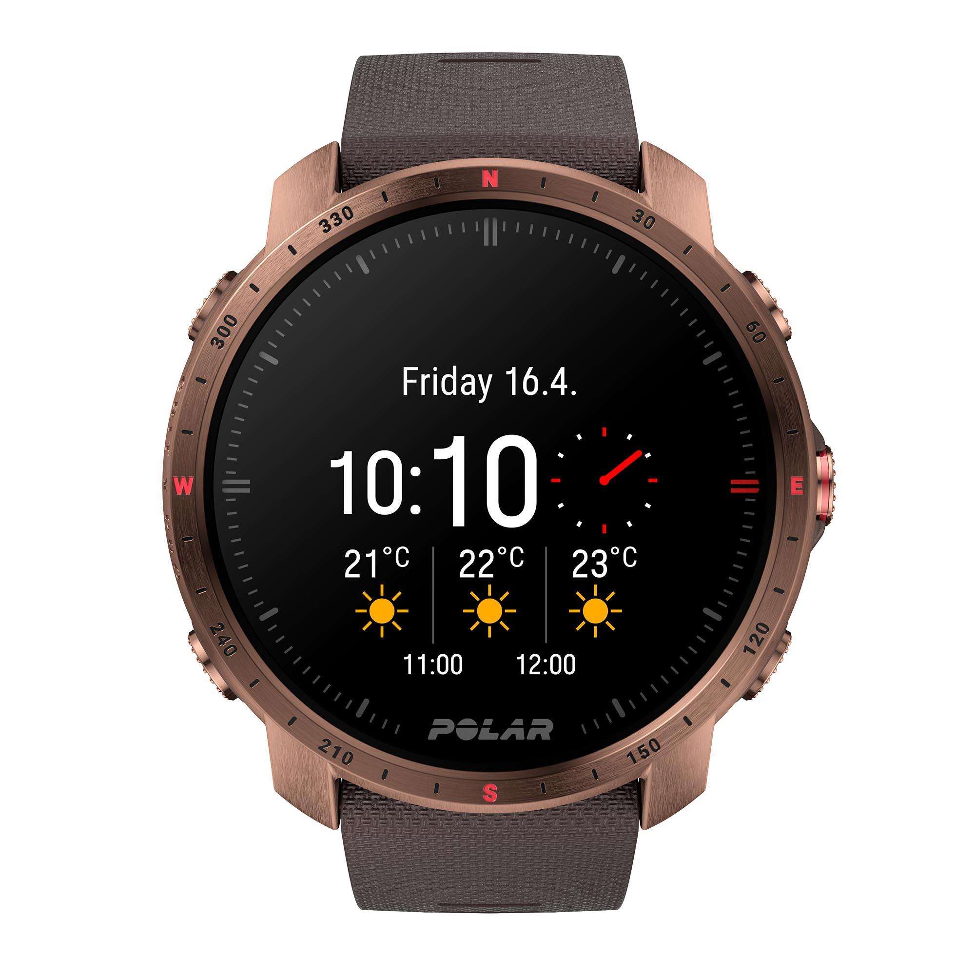 Polar Grit X Pro Nordic Copper Quartz Black Dial Brown Synthetic Rubber Strap Mens Watch 90085775