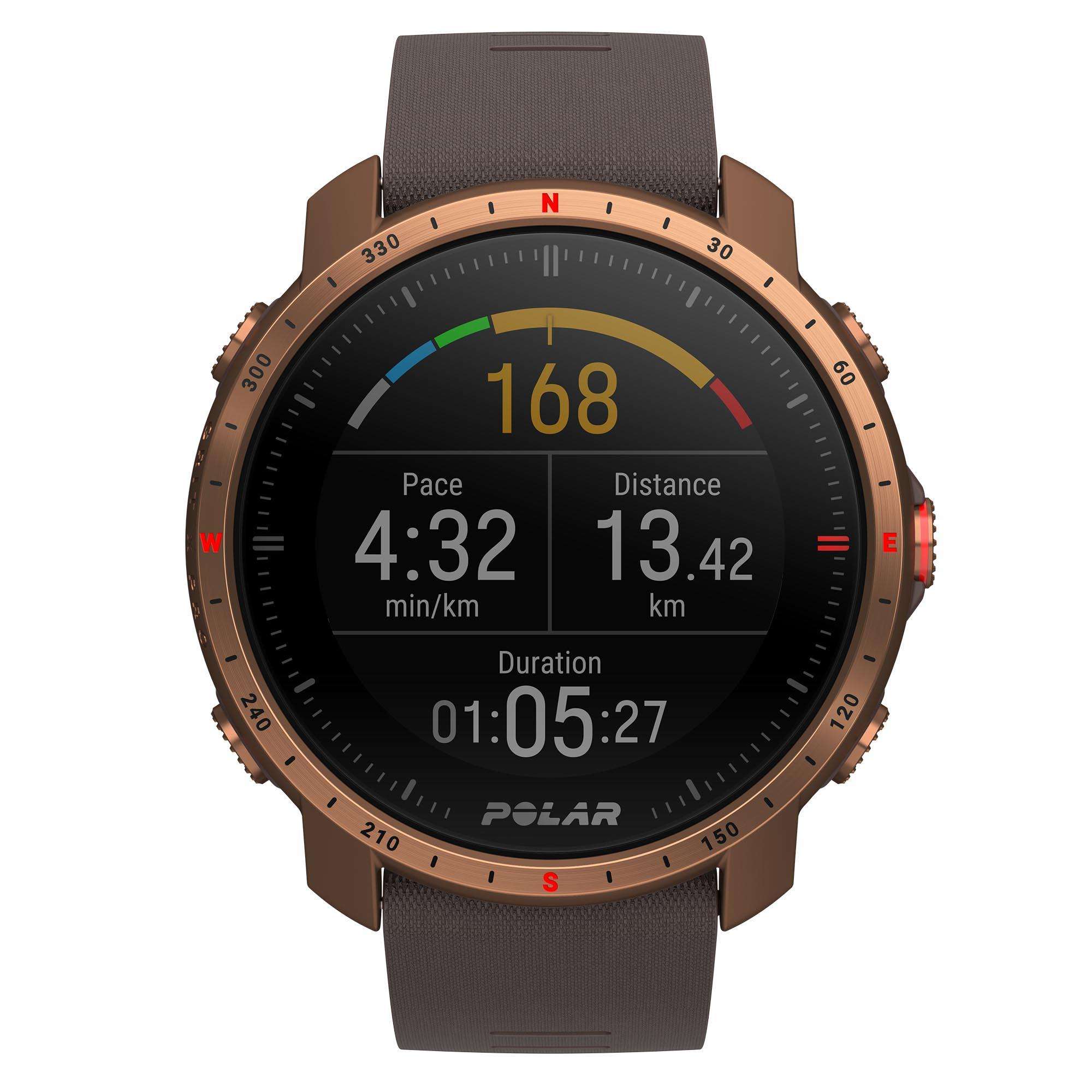 Polar Grit X Pro Nordic Copper Quartz Black Dial Brown Synthetic Rubber Strap Mens Watch 90085775