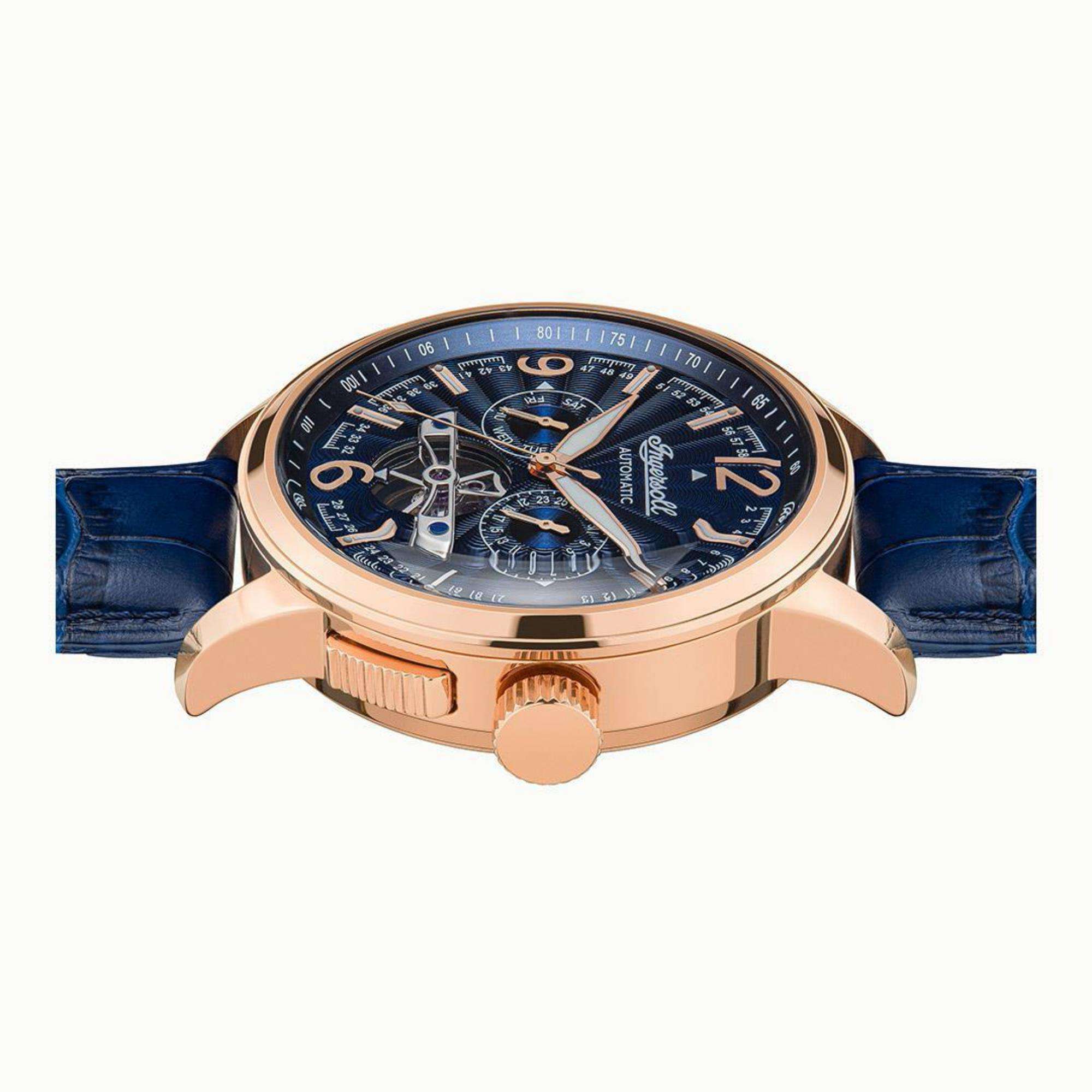 Ingersoll The Regent Automatic Blue Dial Blue Leather Strap Men's Watch I00301B