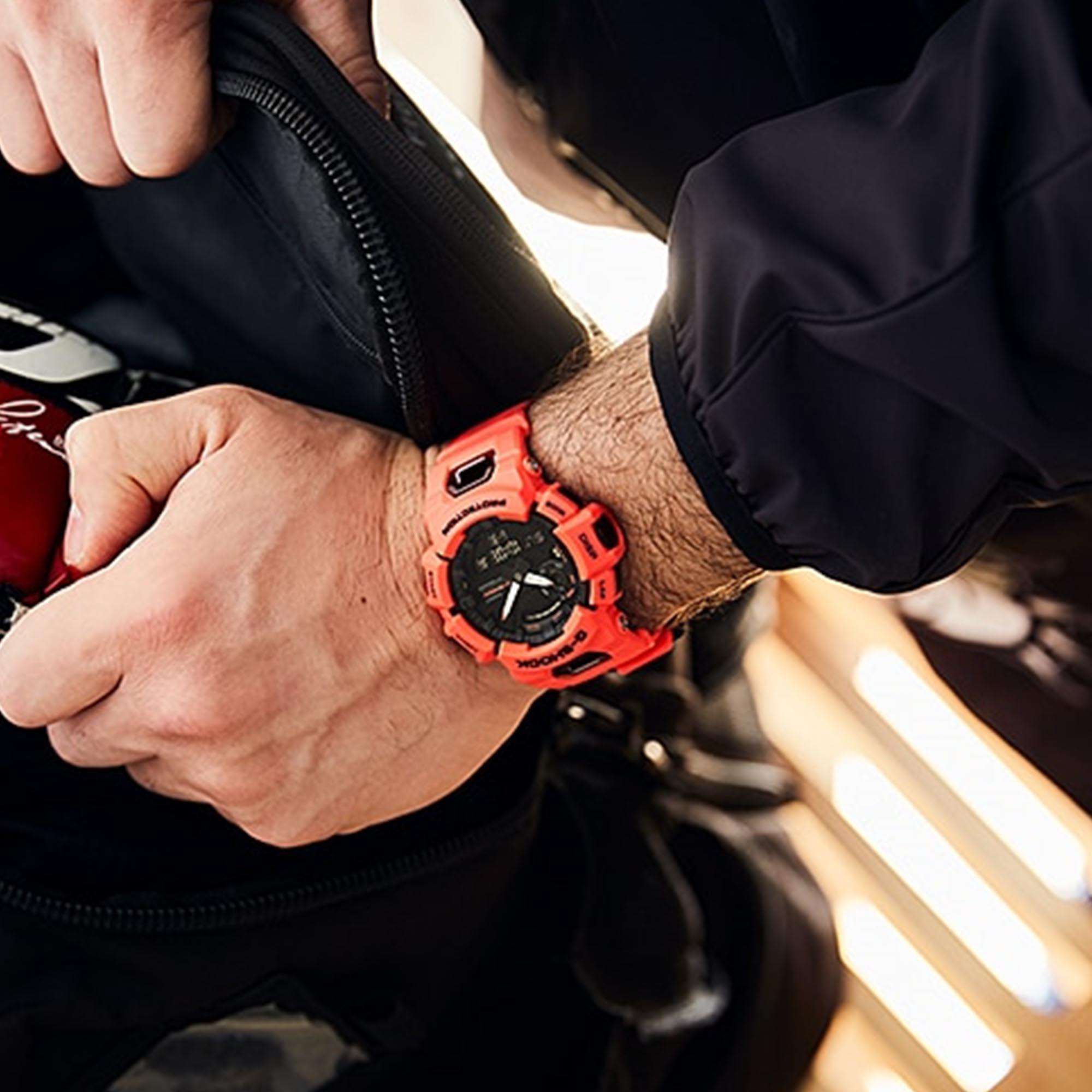 Casio G-Shock G-Squad Quartz Black Dial Red Resin Strap Men’s Watch GBA-900-4AER