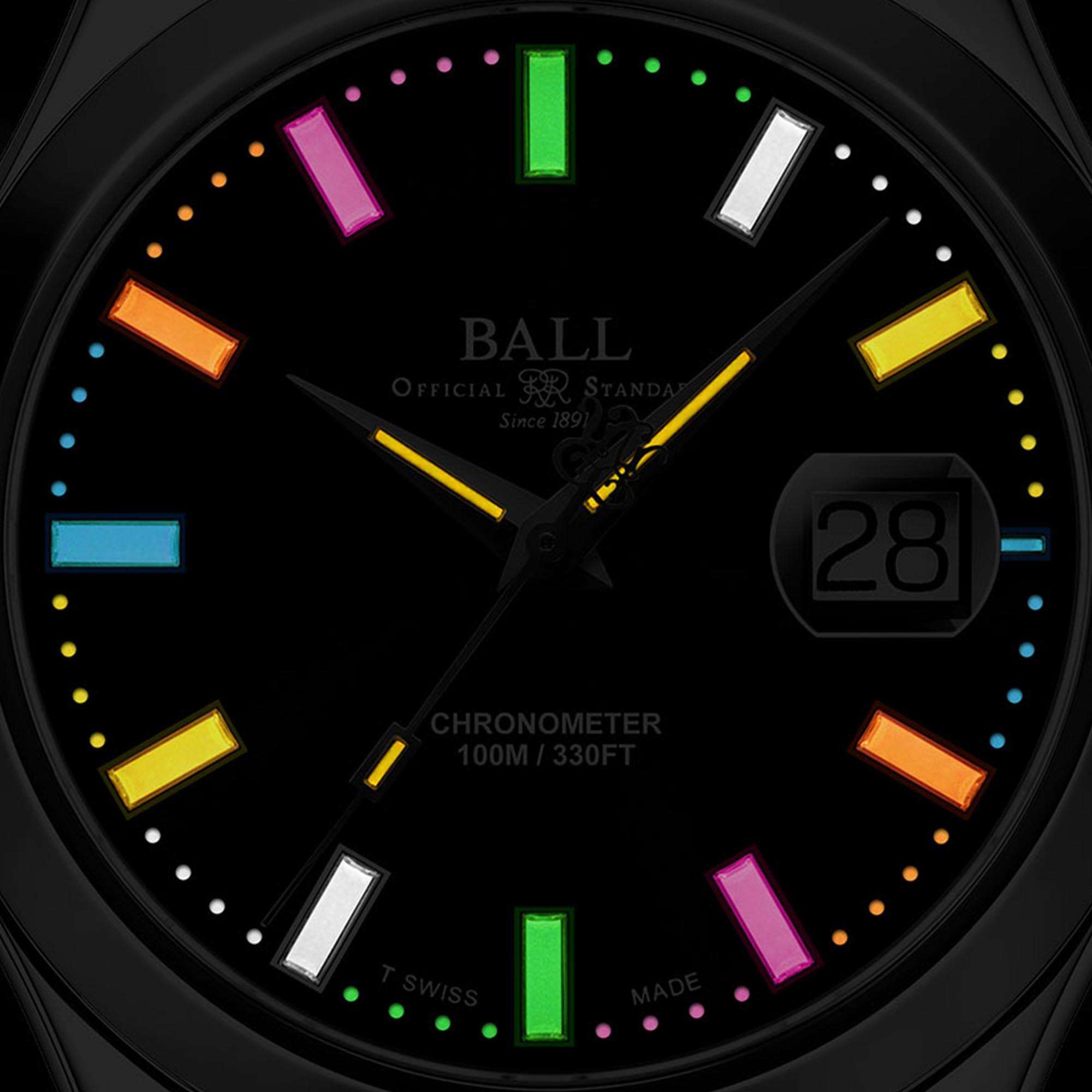 Ball Engineer III Marvelight Chronometer Automatic Black Dial Stainless Steel Bracelet Men's Watch NM9026C-S28C-BK