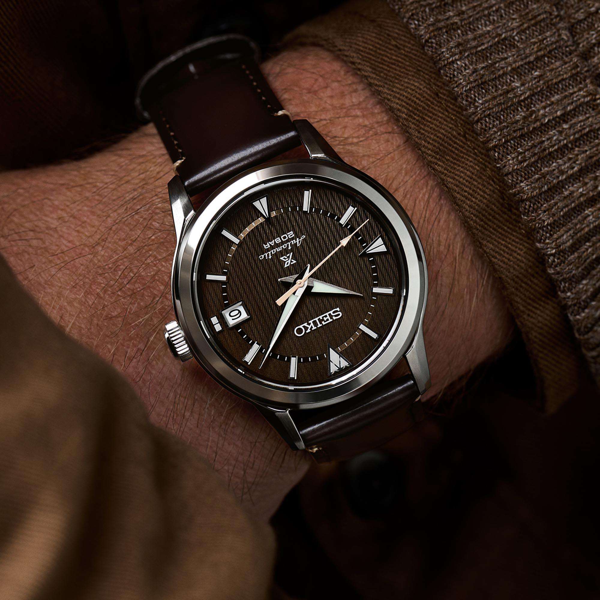 Seiko Prospex Forest Brown Alpinist Automatic Brown Dial Brown Leather Strap Men's Watch SPB251J1