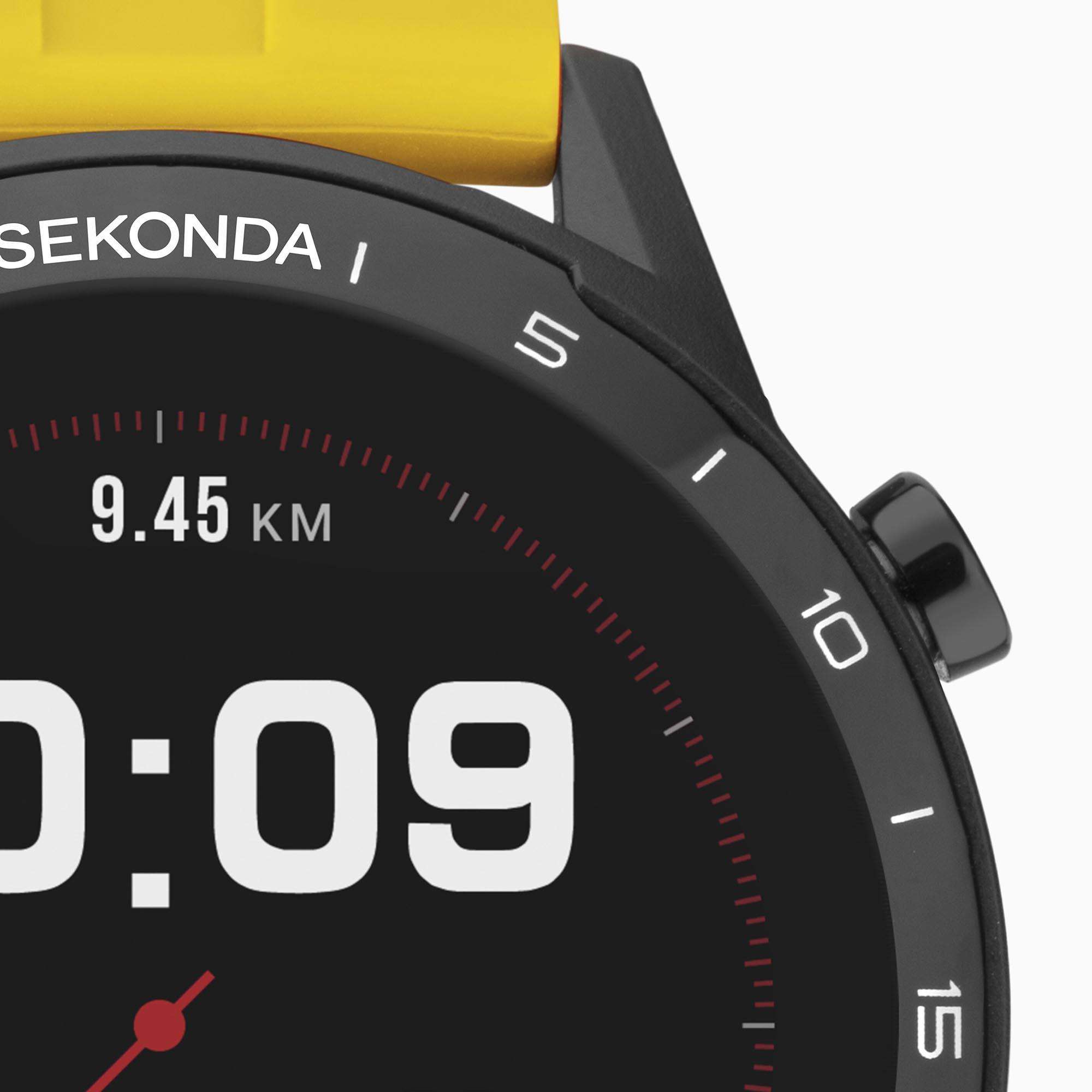 Sekonda Black Interactive Dial Yellow Silicone Strap Men's Smart Watch 1994