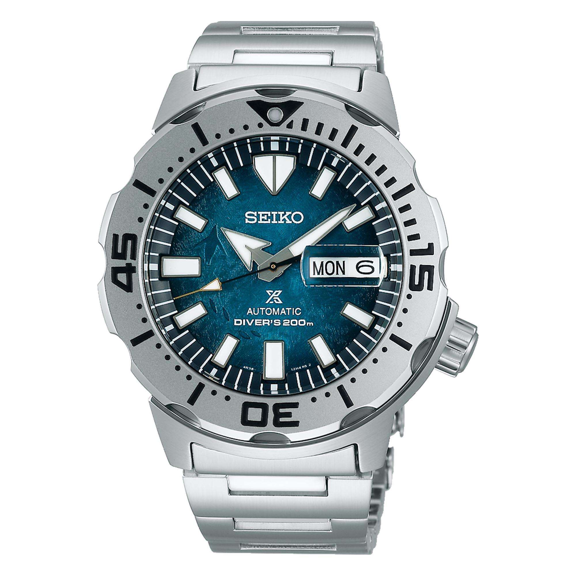 Seiko Prospex Antarctica Monster Save The Ocean Blue Dial Stainless Steel Bracelet Men's Watch SRPH75K1