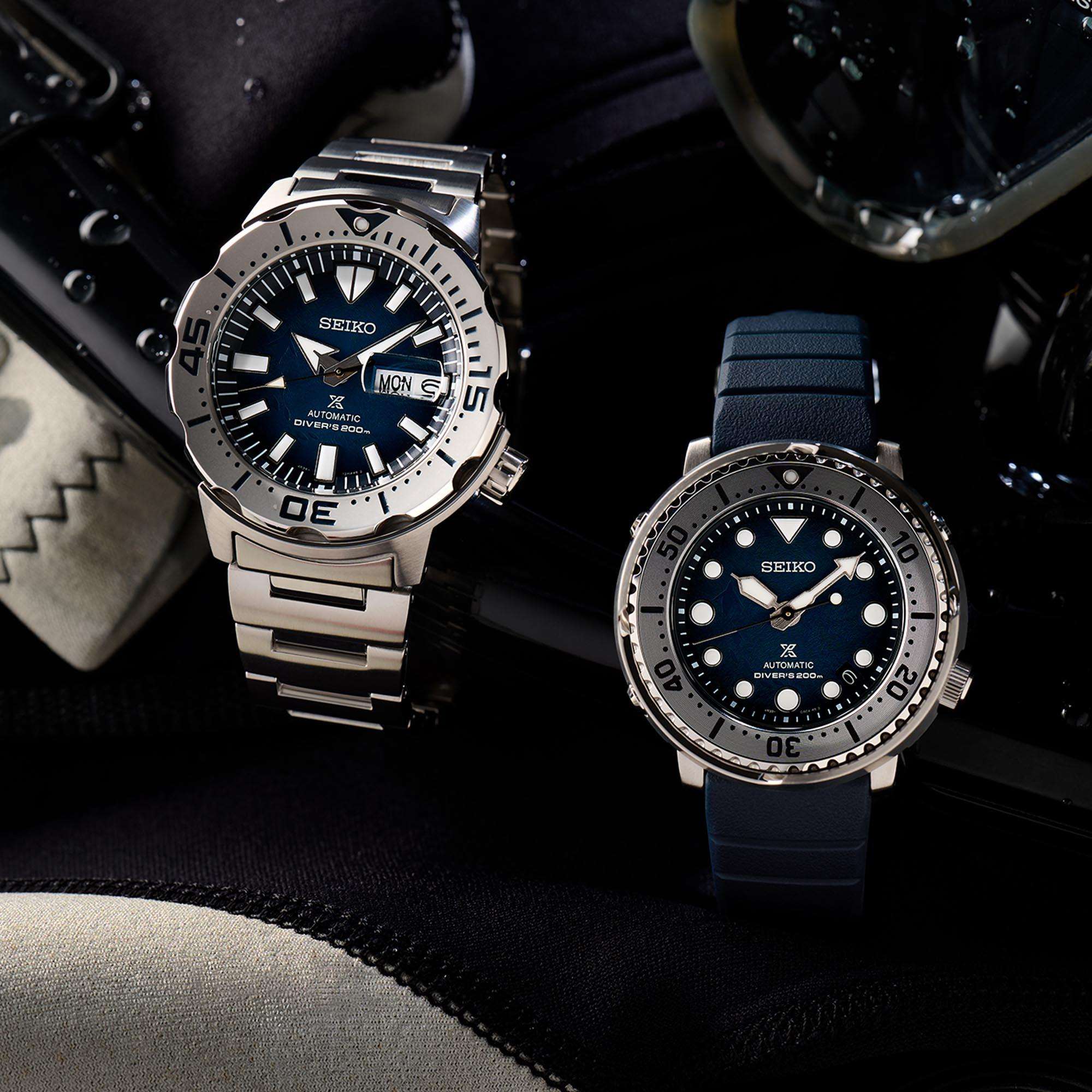 Seiko Prospex Antarctica Monster Save The Ocean Blue Dial Stainless Steel Bracelet Men's Watch SRPH75K1