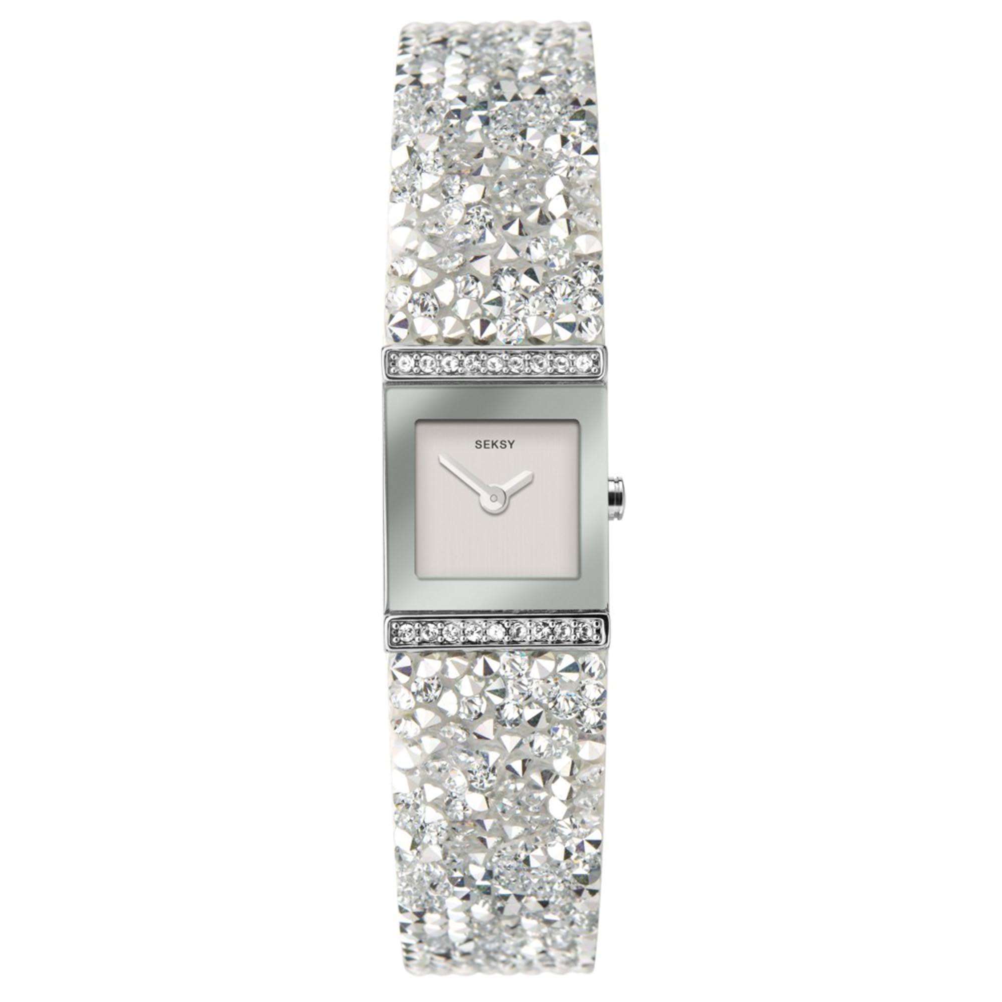 Seksy Rocks Quartz Silver Dial Silver Brass Bracelet Ladies Watch 40042