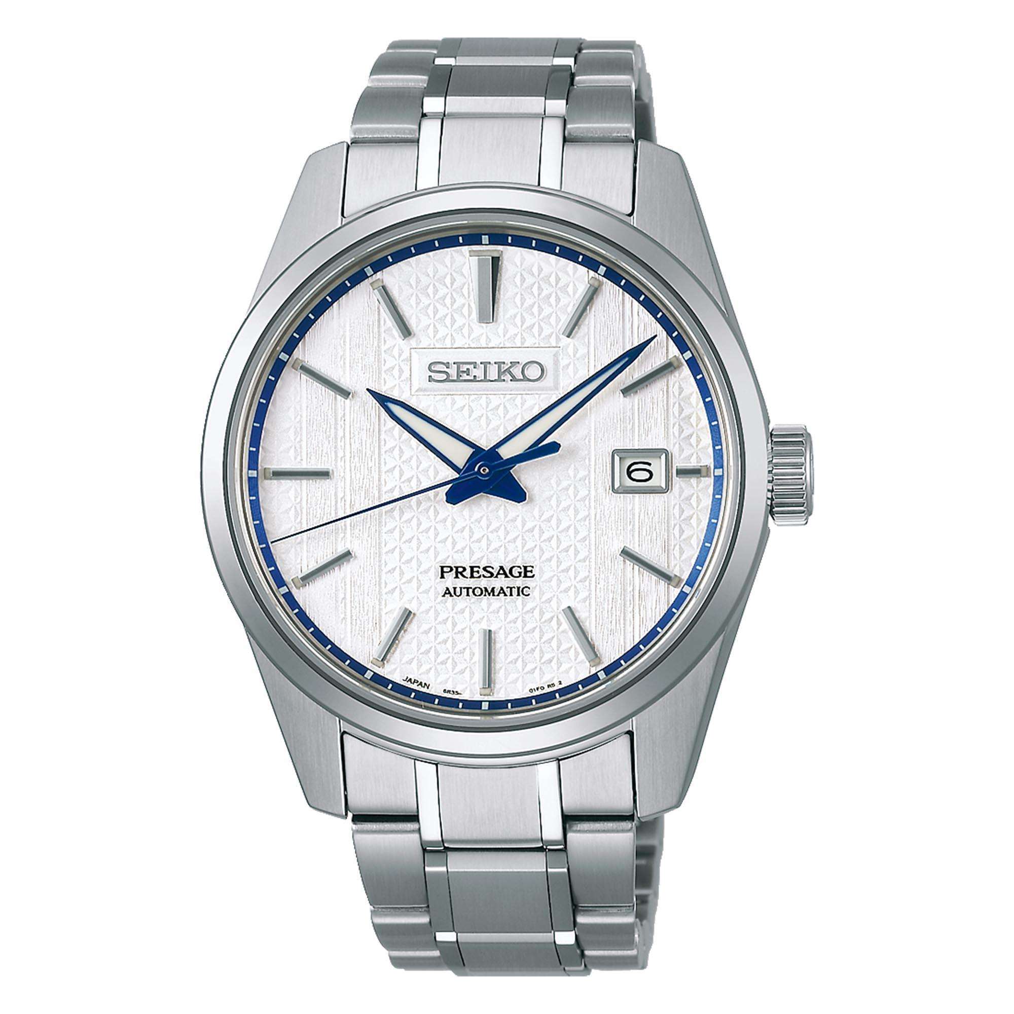 Seiko Presage Sharp Edged Series Zero Halliburton Automatic White Dial Stainless Steel Bracelet Men's Watch SPB277J1