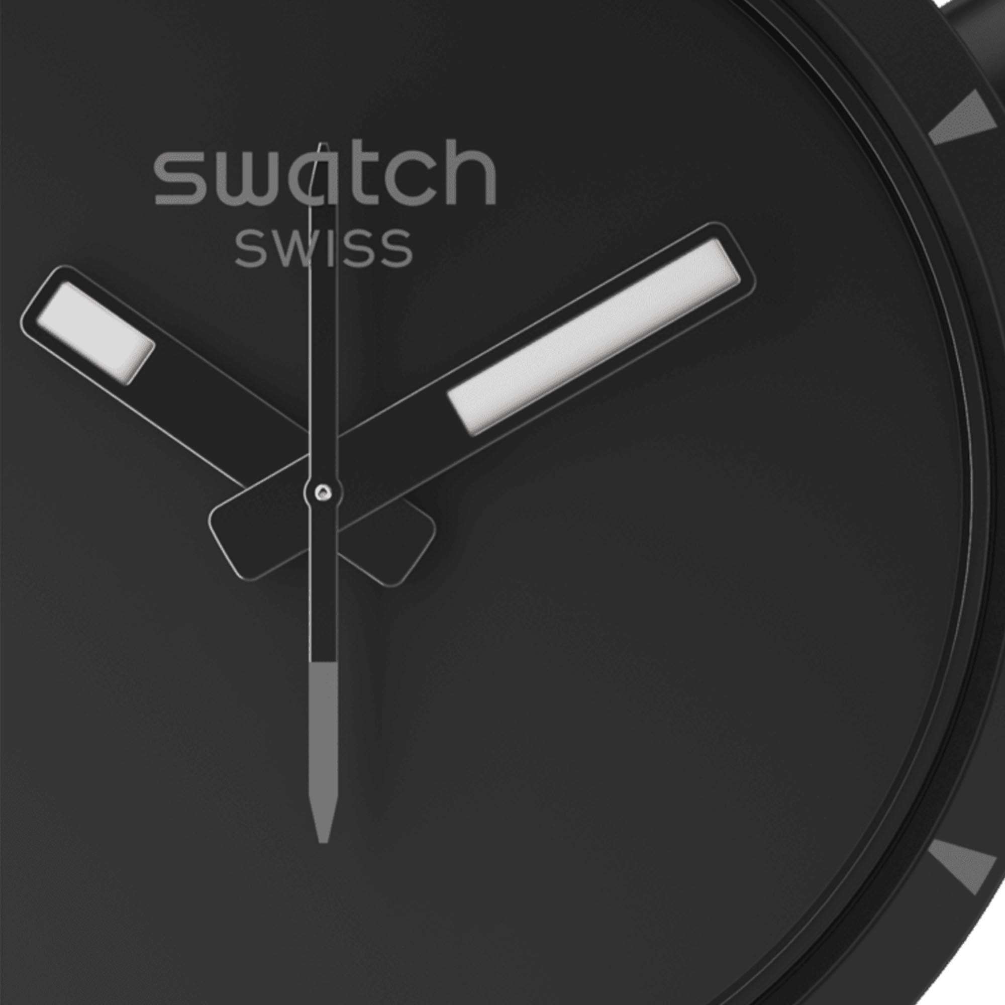 Swatch Big Bold Bioceramic Basalt Quartz Black Dial Silicone Strap Watch SB03B110