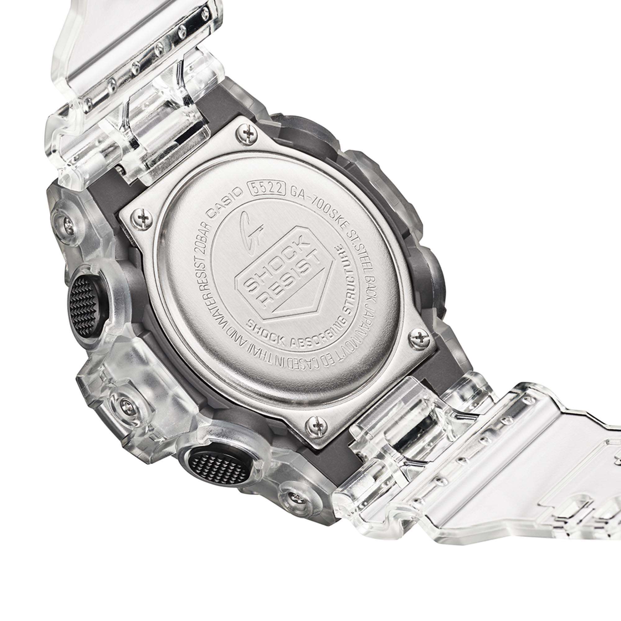 Casio G-Shock Quartz Black Dial Transparent Resin Strap Mens Watch GA-700SKE-7AER