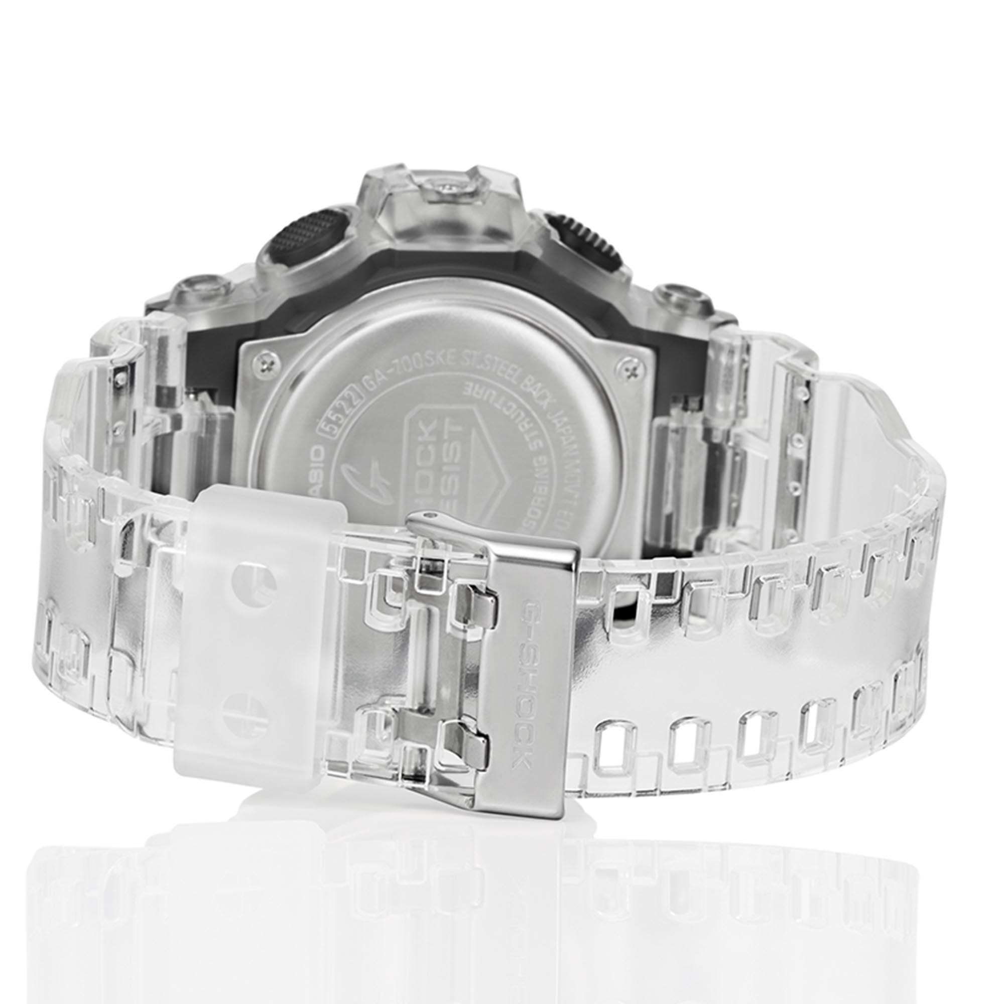 Casio G-Shock Quartz Black Dial Transparent Resin Strap Mens Watch GA-700SKE-7AER
