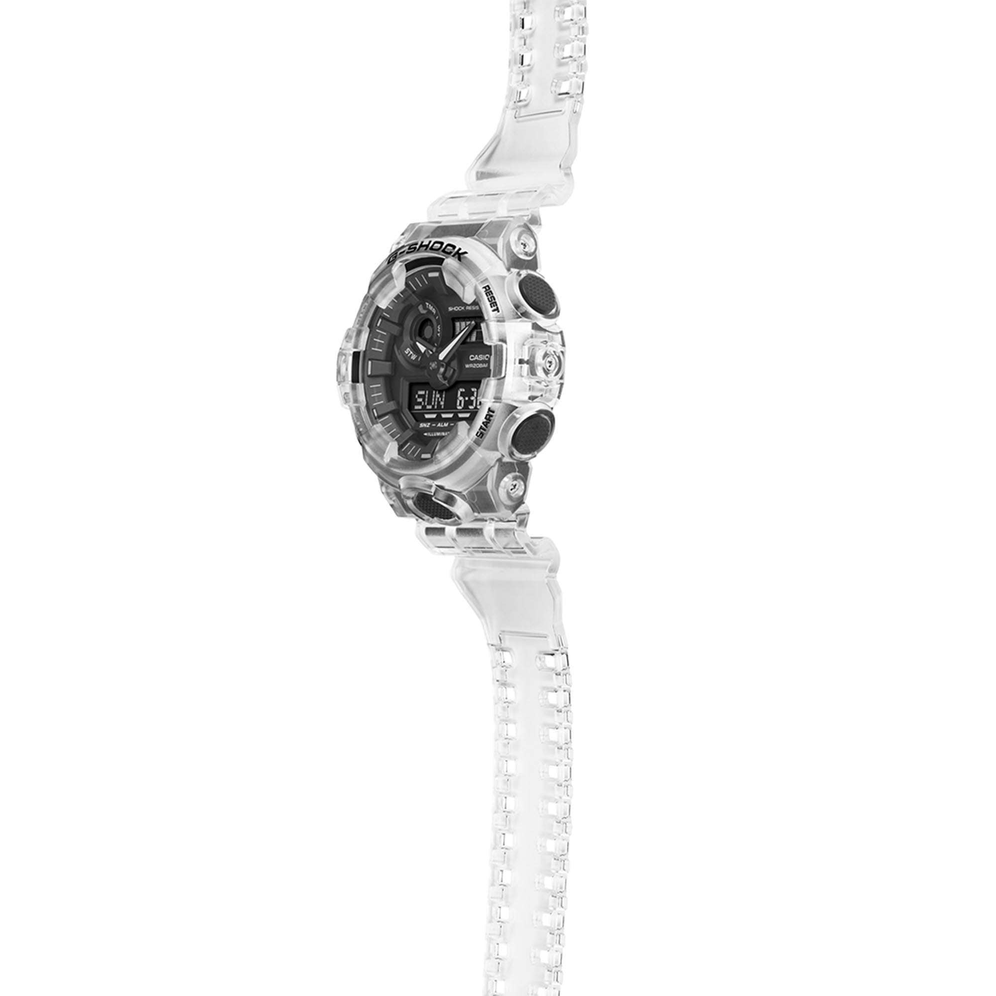 Casio G-Shock Quartz Black Dial Transparent Resin Strap Mens Watch GA-700SKE-7AER
