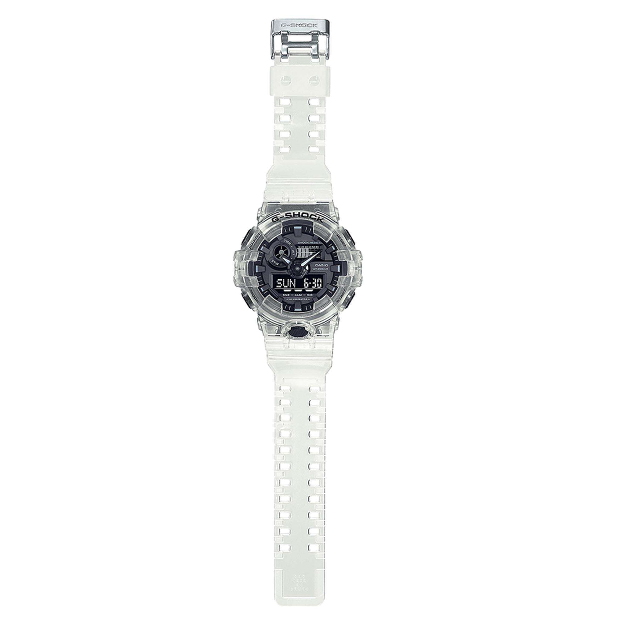 Casio G-Shock Quartz Black Dial Transparent Resin Strap Mens Watch GA-700SKE-7AER