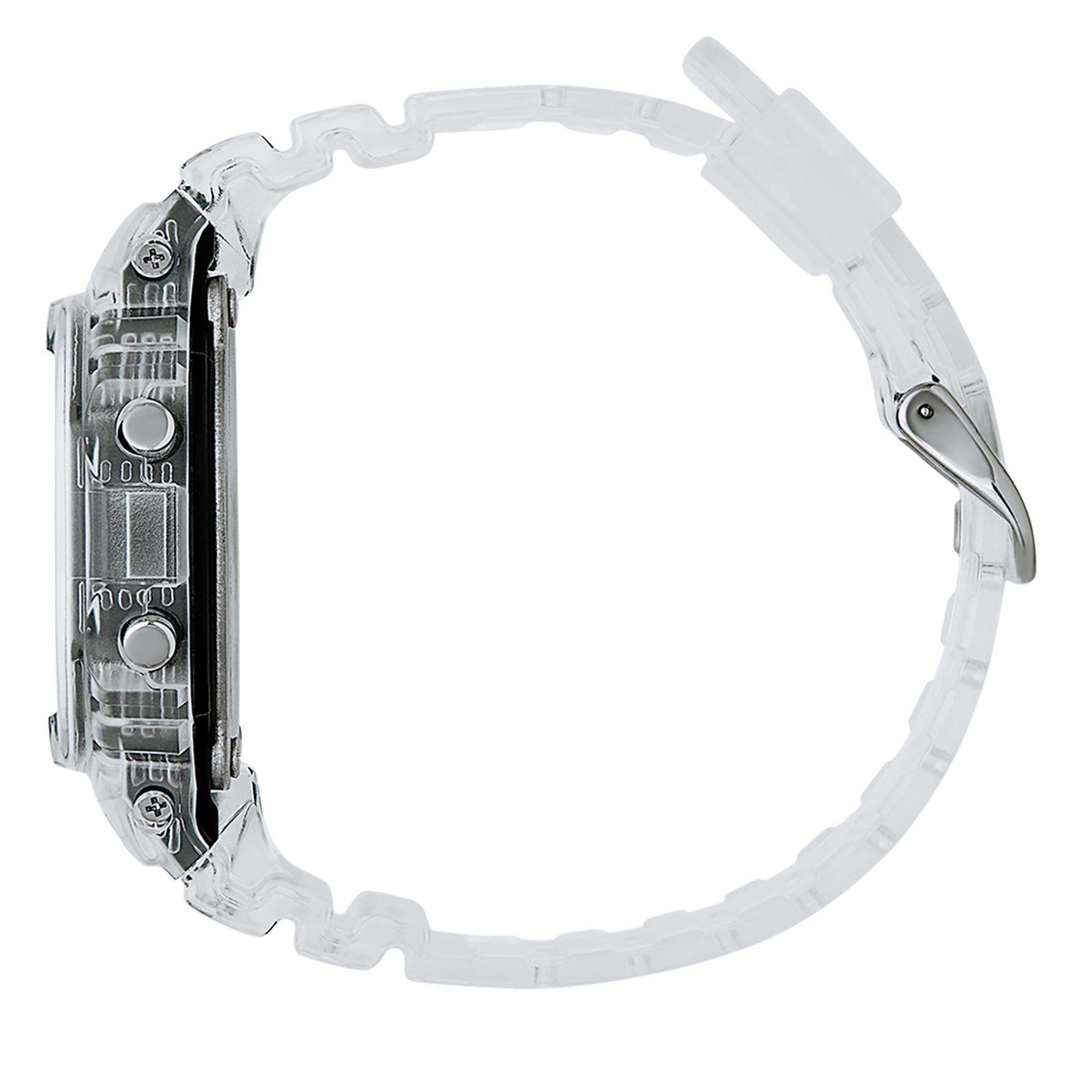 Casio G-Shock Quartz Black Dial Transparent Silicone Strap Mens Watch DW-5600SKE-7ER