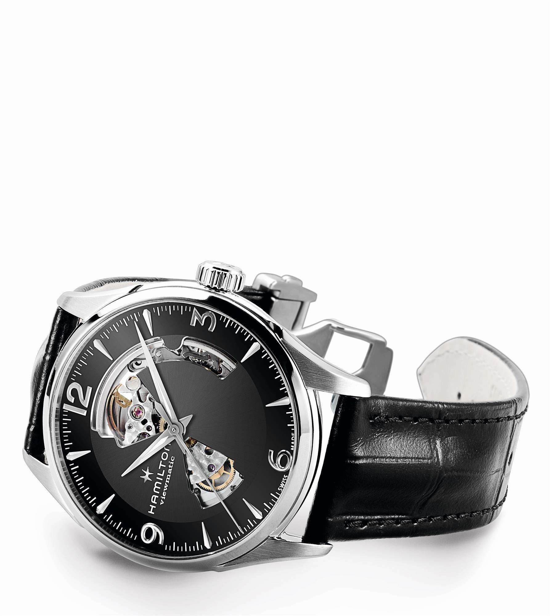 Hamilton Jazzmaster Viewmatic Open Heart Automatic Black Skeleton Dial Men's Watch H32705731 - WatchNation