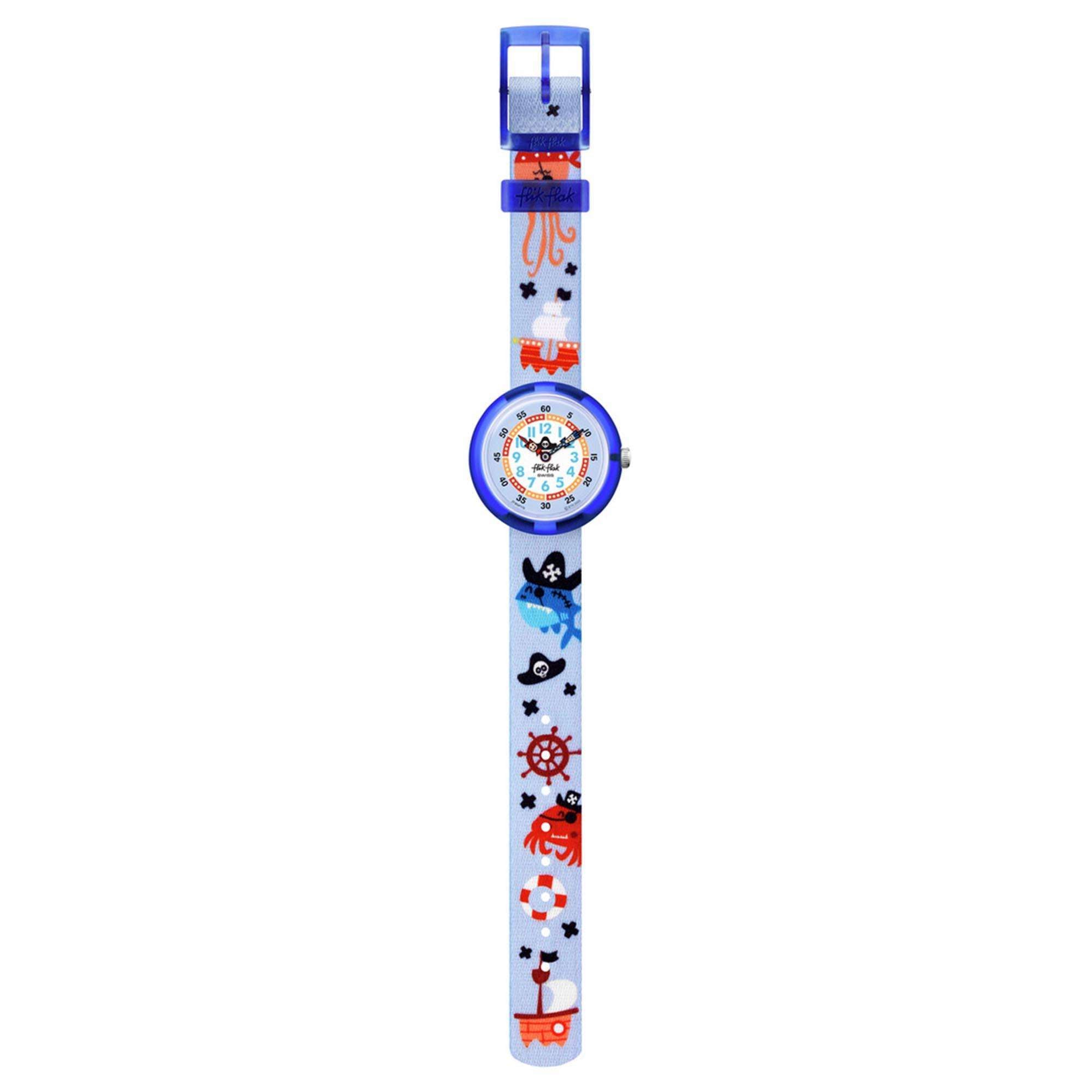 Flik Flak Ahoy Matey! Quartz Blue Dial Blue Fabric Strap Kids Watch FBNP178