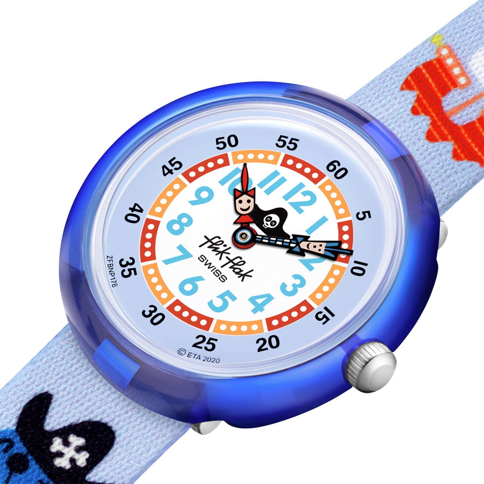 Flik Flak Ahoy Matey! Quartz Blue Dial Blue Fabric Strap Kids Watch FBNP178