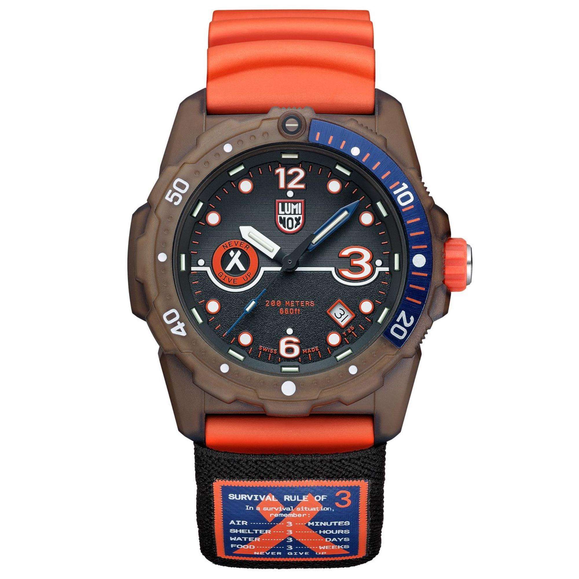 Luminox Bear Grylls Survival Rule of 3 3720 ECO Series Black Dial Rubber Strap Men's Watch XB.3729.ECO
