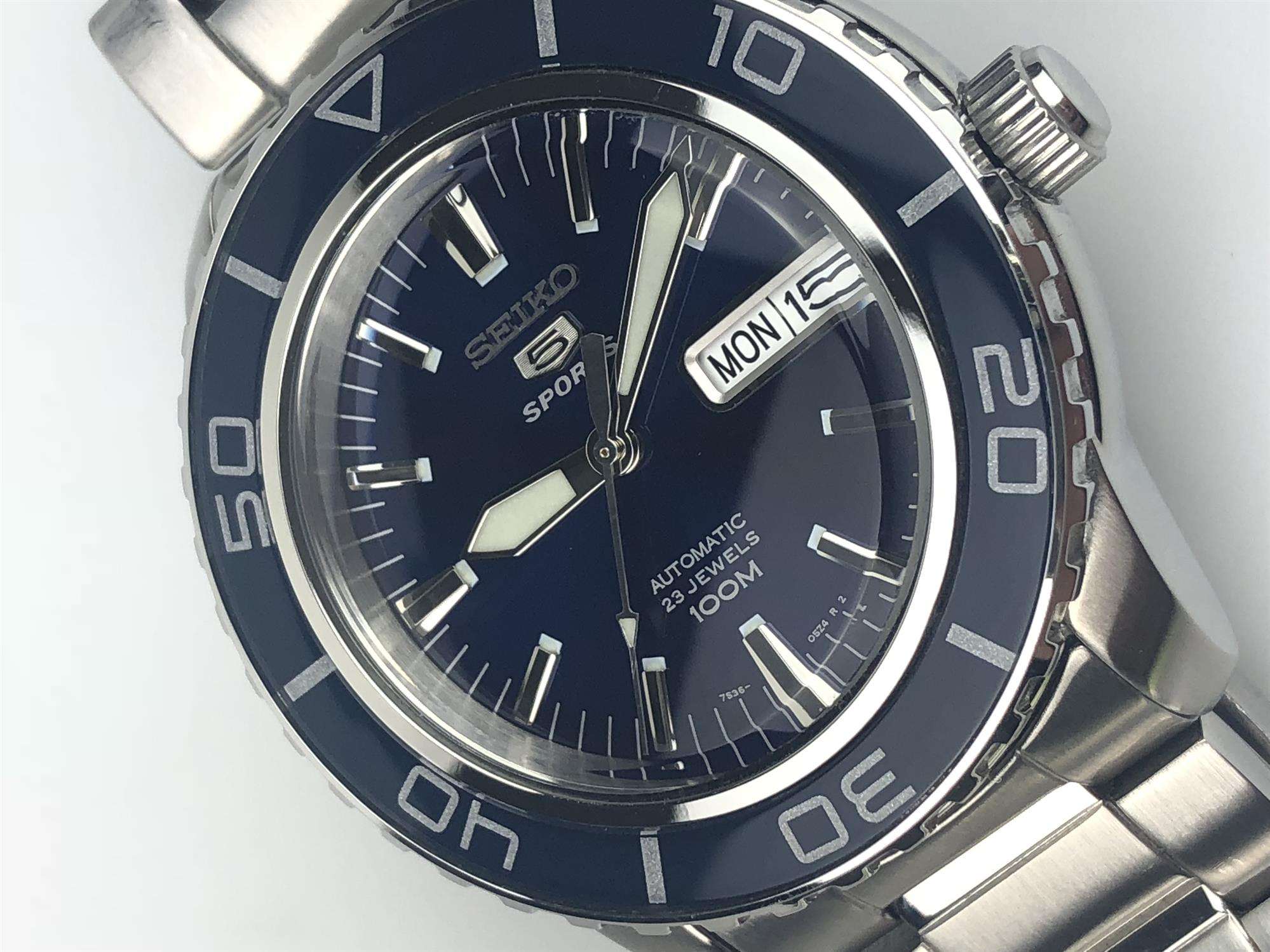 Seiko 5 Sports Automatic Blue Dial Stainless Steel Men's Watch SNZH53K1