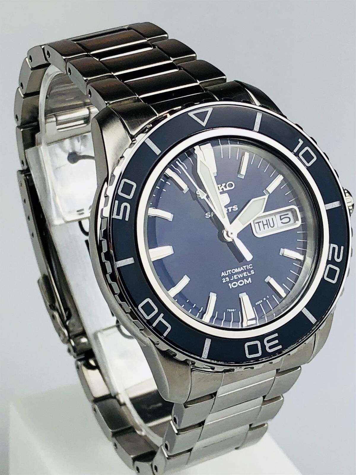 Seiko 5 Sports Automatic Blue Dial Stainless Steel Men's Watch SNZH53K1